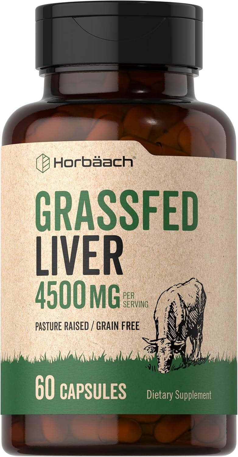 Horbäach Grass Fed Beef Liver | 4500mg | 60 Capsules
