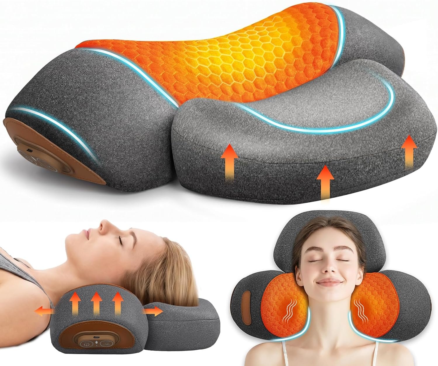FunBy Neck Massager Pillow with Heat,Neck Pillow Massager for Pain Relief
