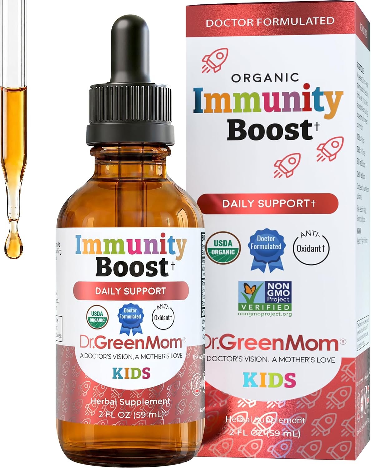 Dr. Green Mom Immunity Boost Kids — Echinacea Elderberry Astragalus & VIT C