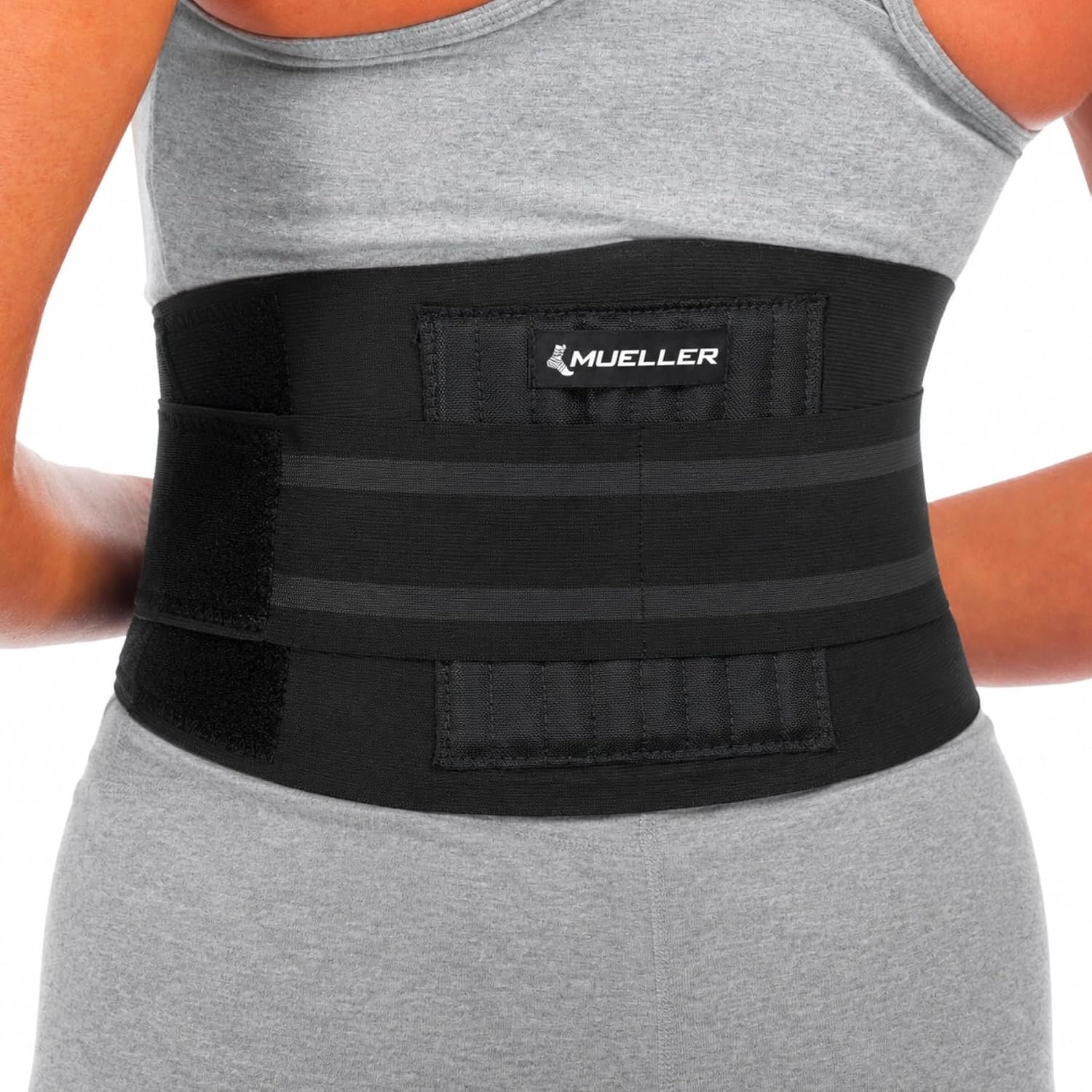 MUELLER Sports Medicine Adjustable Back Brace, Ideal for Upper and Lower Back Pain, Relief & Support for Men and Women, Strains, Sciatica, Scoliosis, Black
