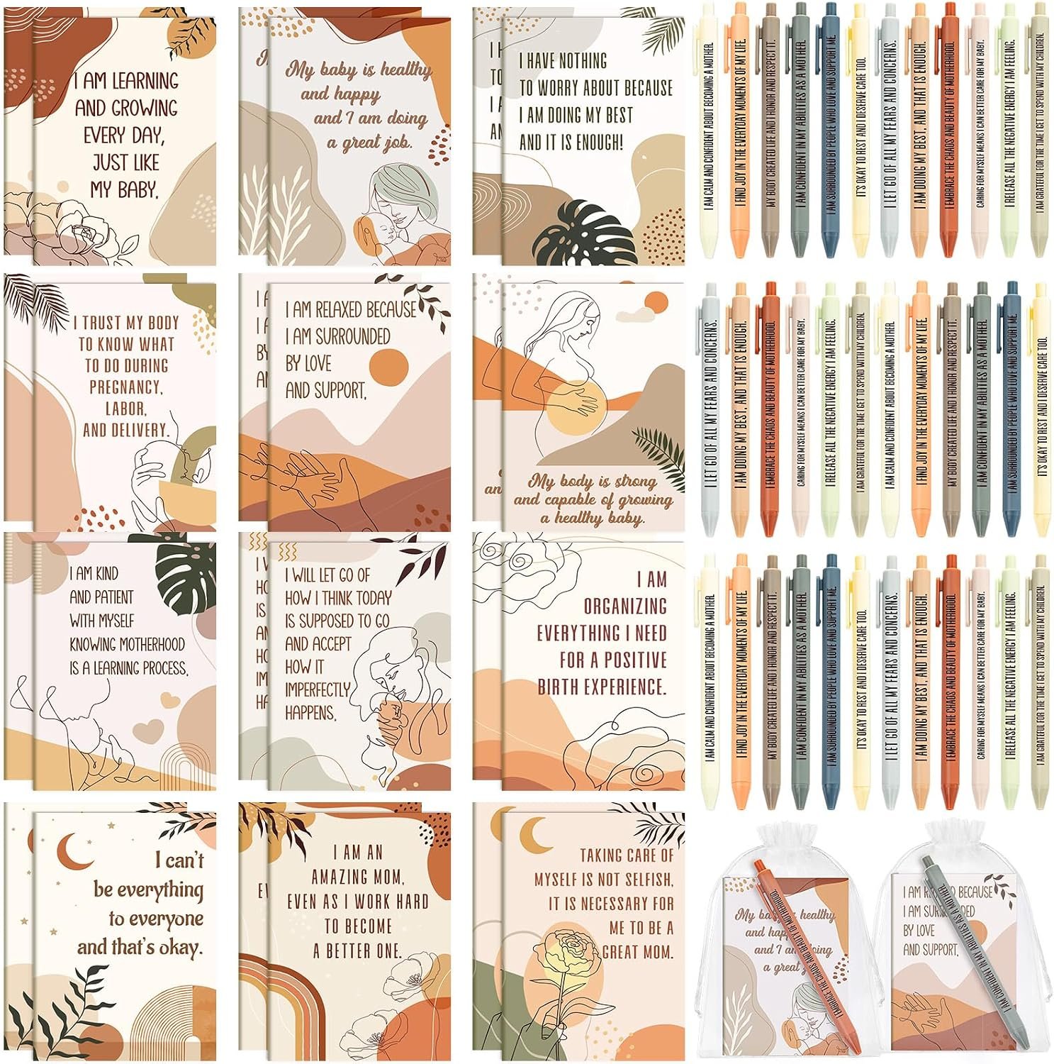 Mooliwe 24 Pcs Affirmation Notebooks Pens Bulk Gifts, Gratitude,New Mom