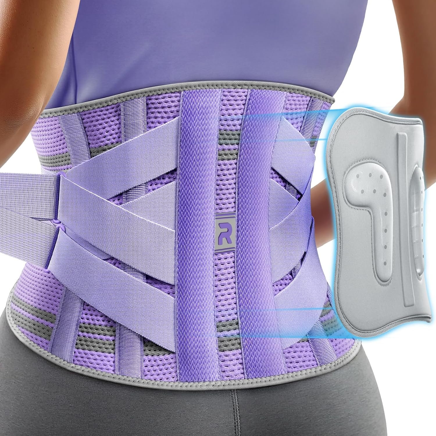 Rakiie Lower Back Brace for Women, 9X Support System, Purple S