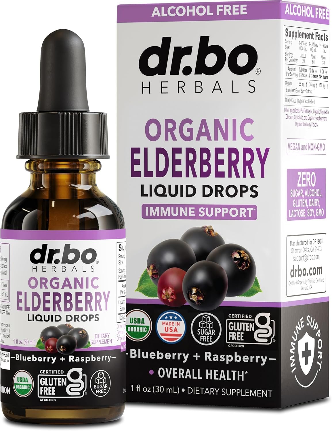 Elderberry Syrup Organic Liquid Drops – Sugar Free Immune Support Supplement for Adults & Kids, Ages 1 Immune Booster – Pure Organic Elderberry Syrup Liquid Drops Tincture Extract Concentrate 1 Fl Oz