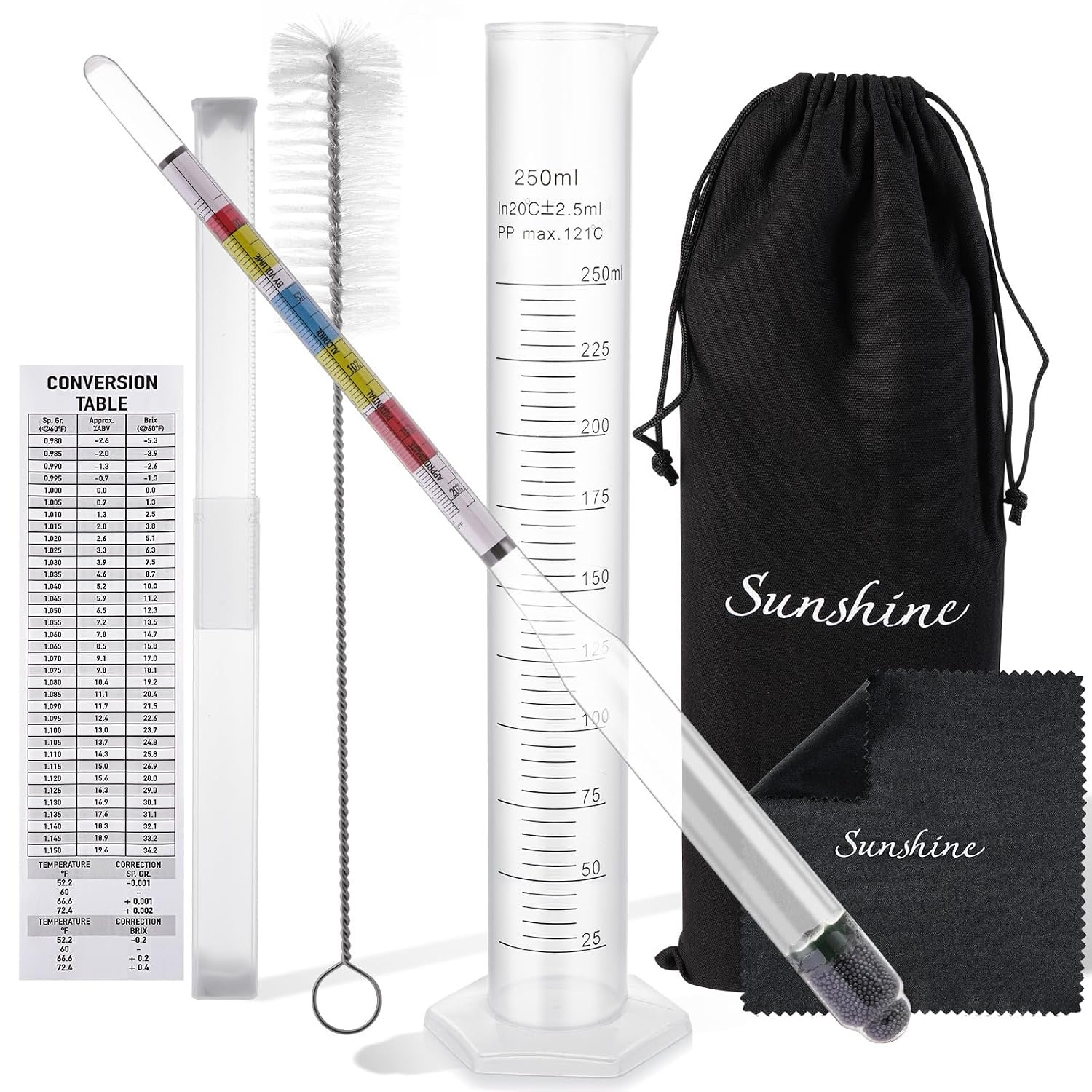 Hydrometer Set – for Mead, Wine, Kombucha and Home Brew Beer, Alcohol Tester Accessories Moonshine Still Kit Complete for Home Test Equipment-Specific Gravity Abv Tester