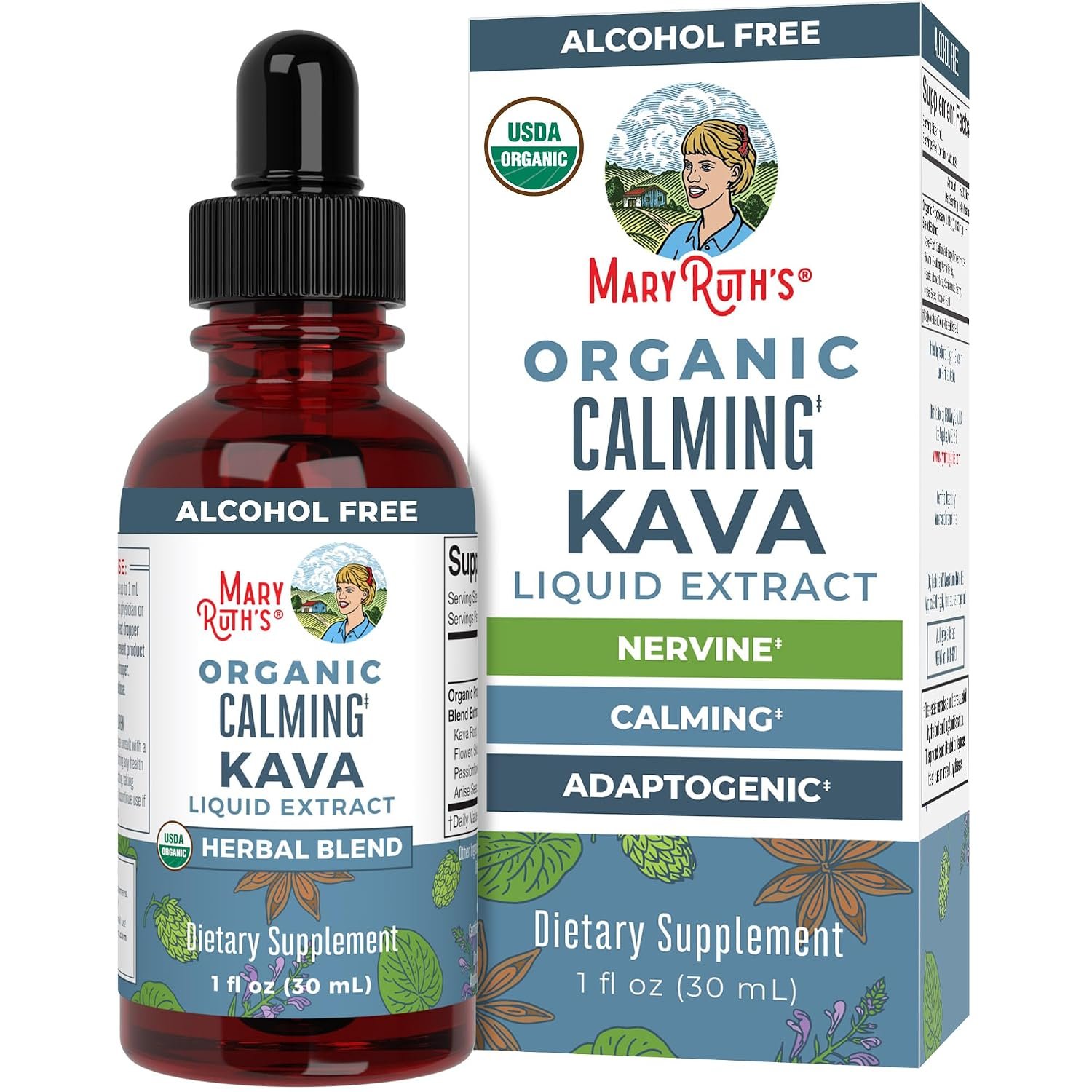 MaryRuth’s Calming Kava Liquid Drops | Organic Kava Kava Root + 7 Herbs | Supplement for Sleep, Calm, & Stress Relief | Vegan | USDA Organic | CLP Certified | Non-GMO | Gluten Free | Sugar Free | 1 oz