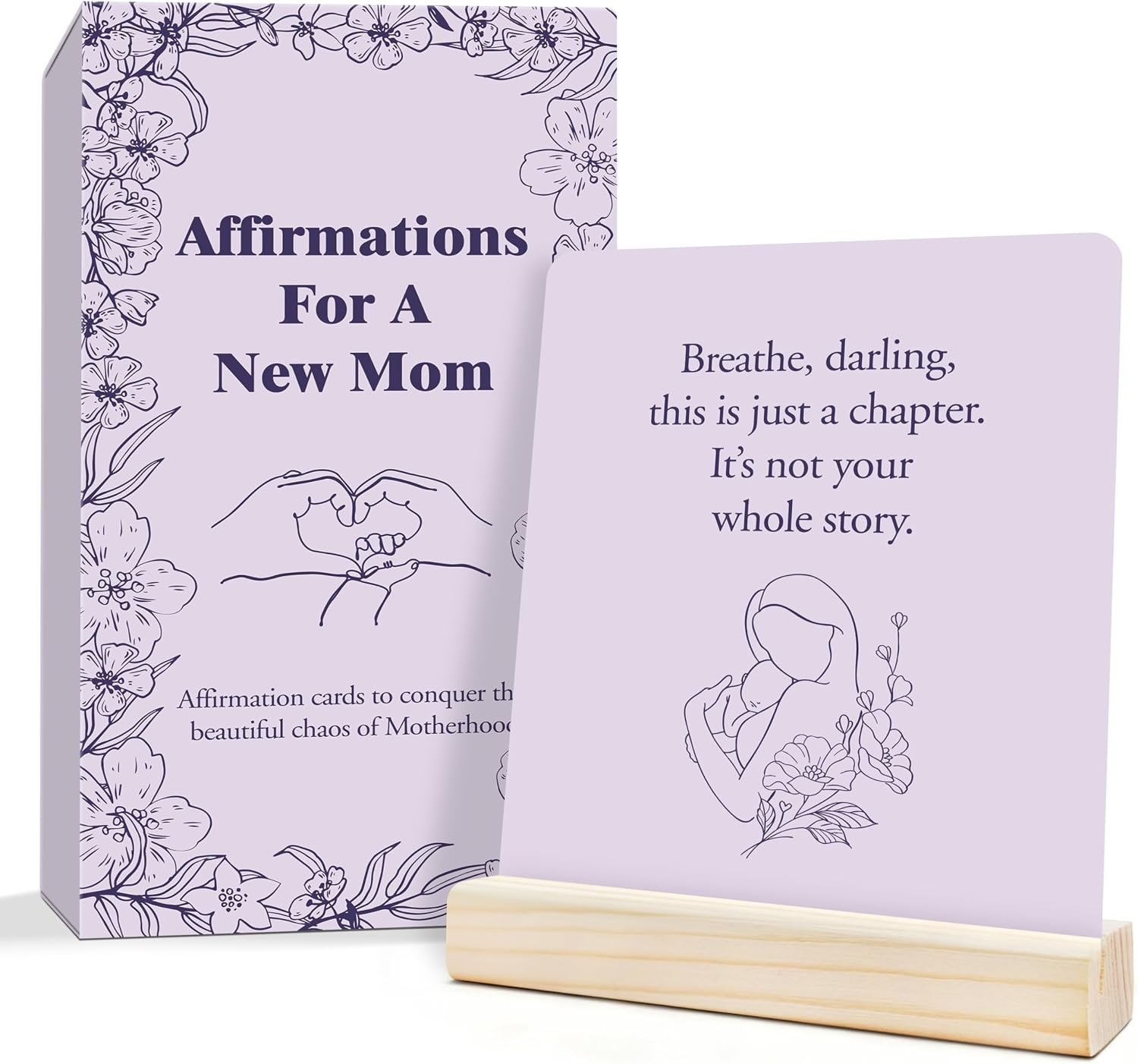 55 New Mom Affirmation Cards, Postpartum Essentials Gift