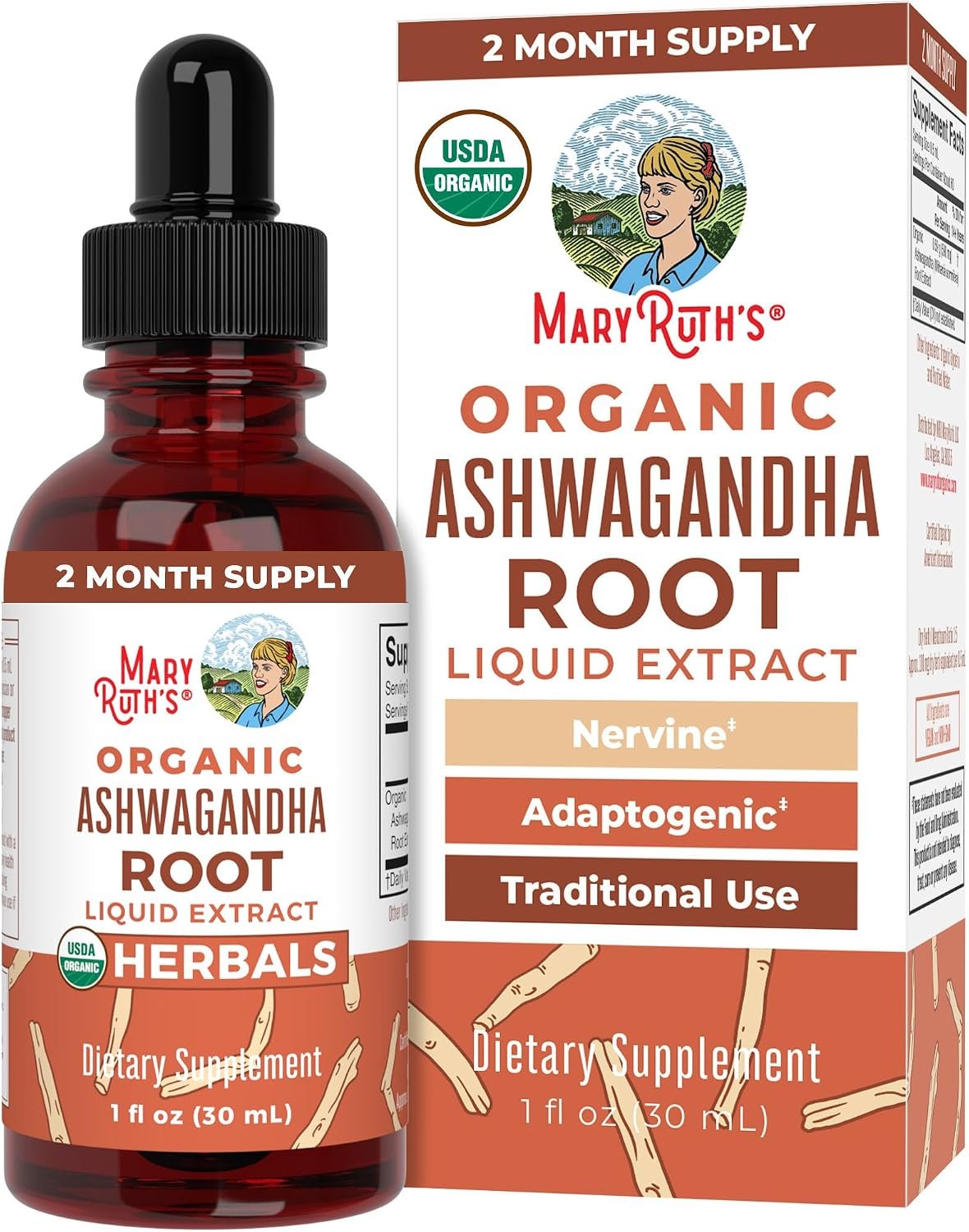 MARYRUTH’S Ashwagandha Root Liquid Drops, Mood & Stress Support Supplement