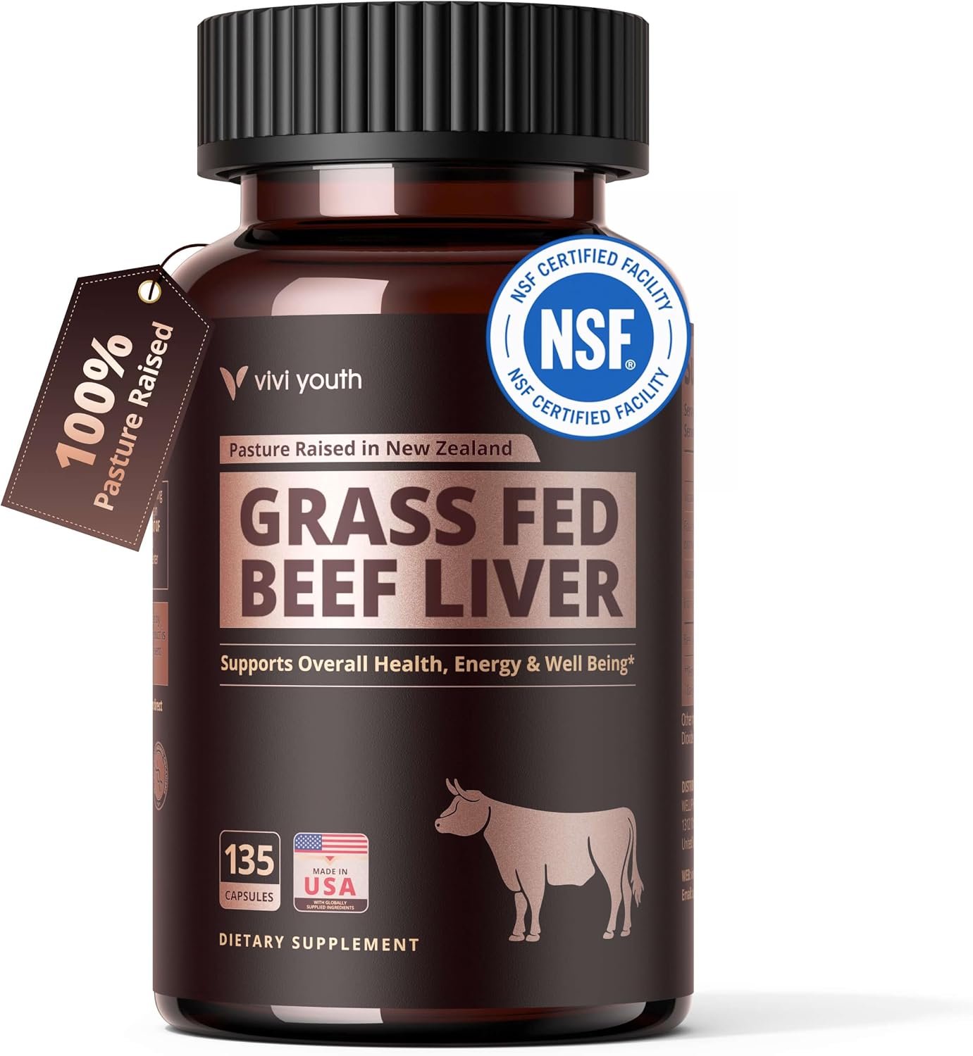 Grass-Fed Beef Liver Capsule Energy & Blood Health, 135 Capsules
