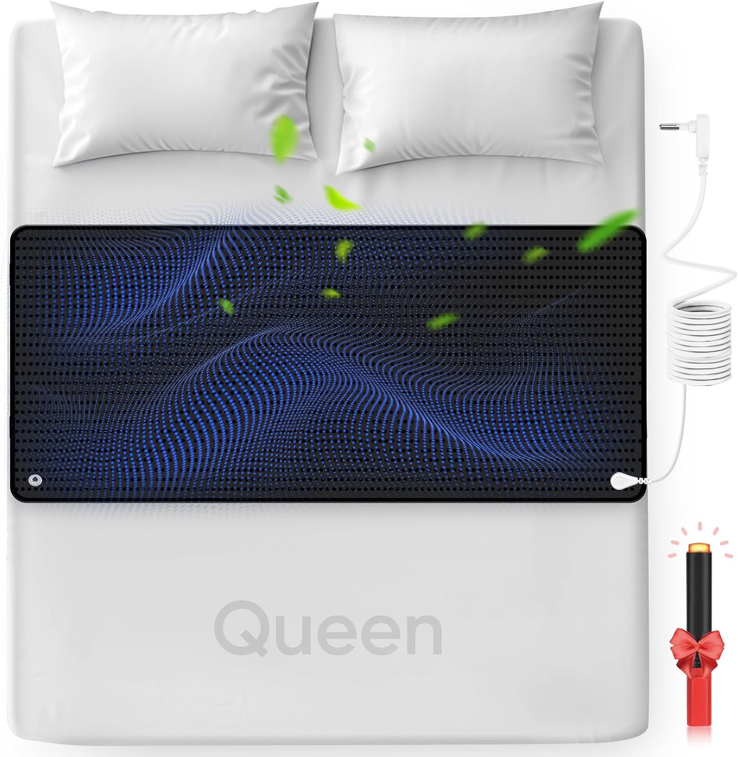 FENBAS Grounding Mat for Bed, Enjoy The Grounding Effect Indoors, for Better Sleep, Pain and Stress Relief, PU Grounding Mat Set Comes with Grounding Cord and Test Pen 27”×60”