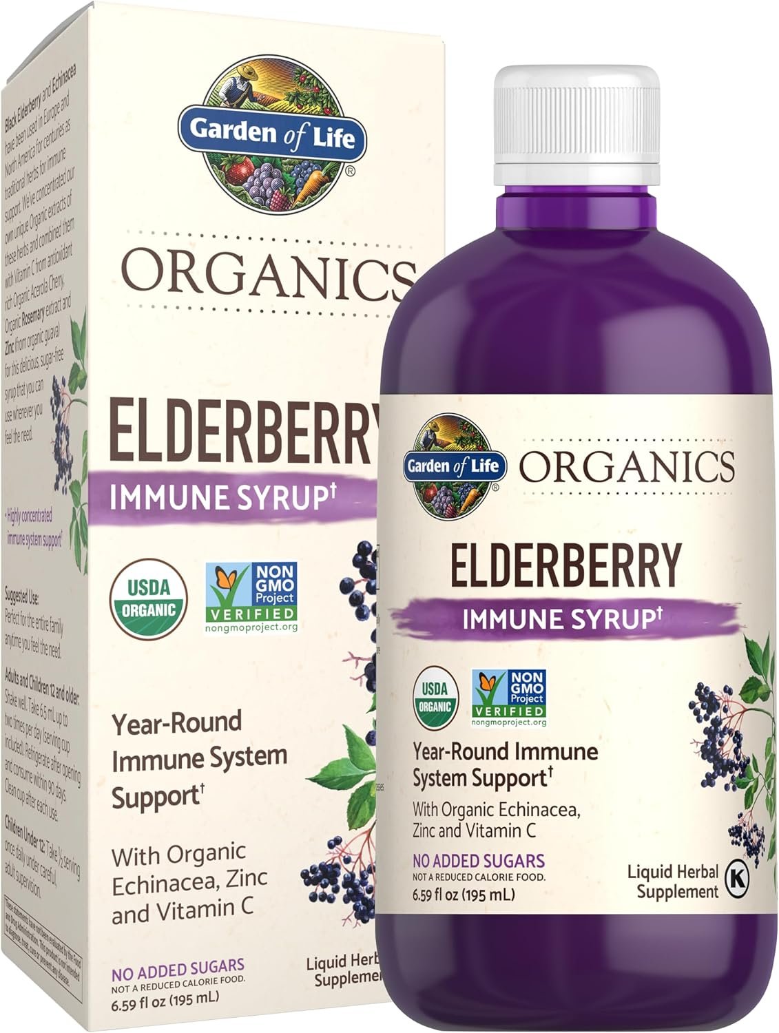 Garden of Life Organics Elderberry Immune Syrup, Vegan, 6.59 Fl oz