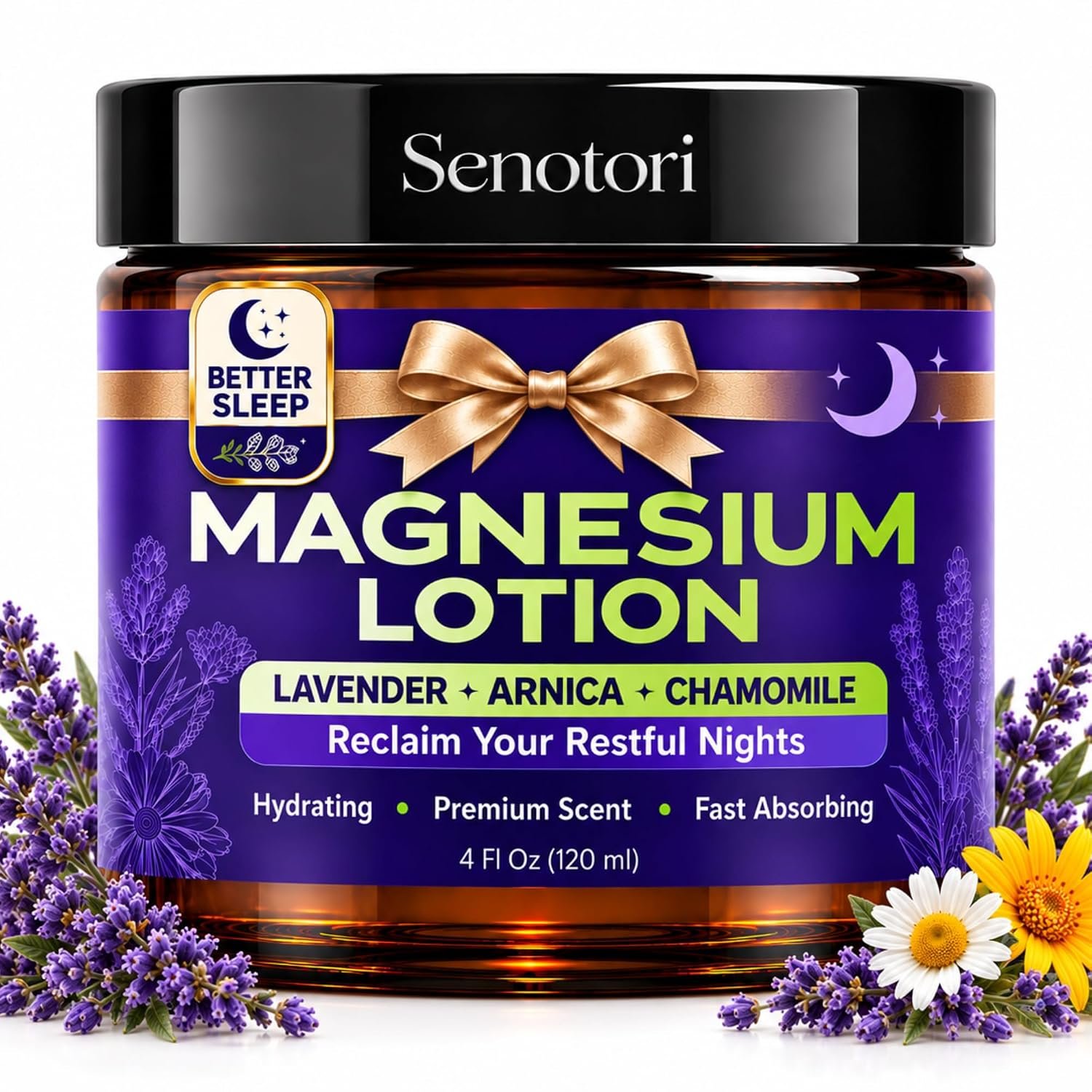 Magnesium Lotion for Sleep with Arnica, Lavender & Chamomile – 4Oz