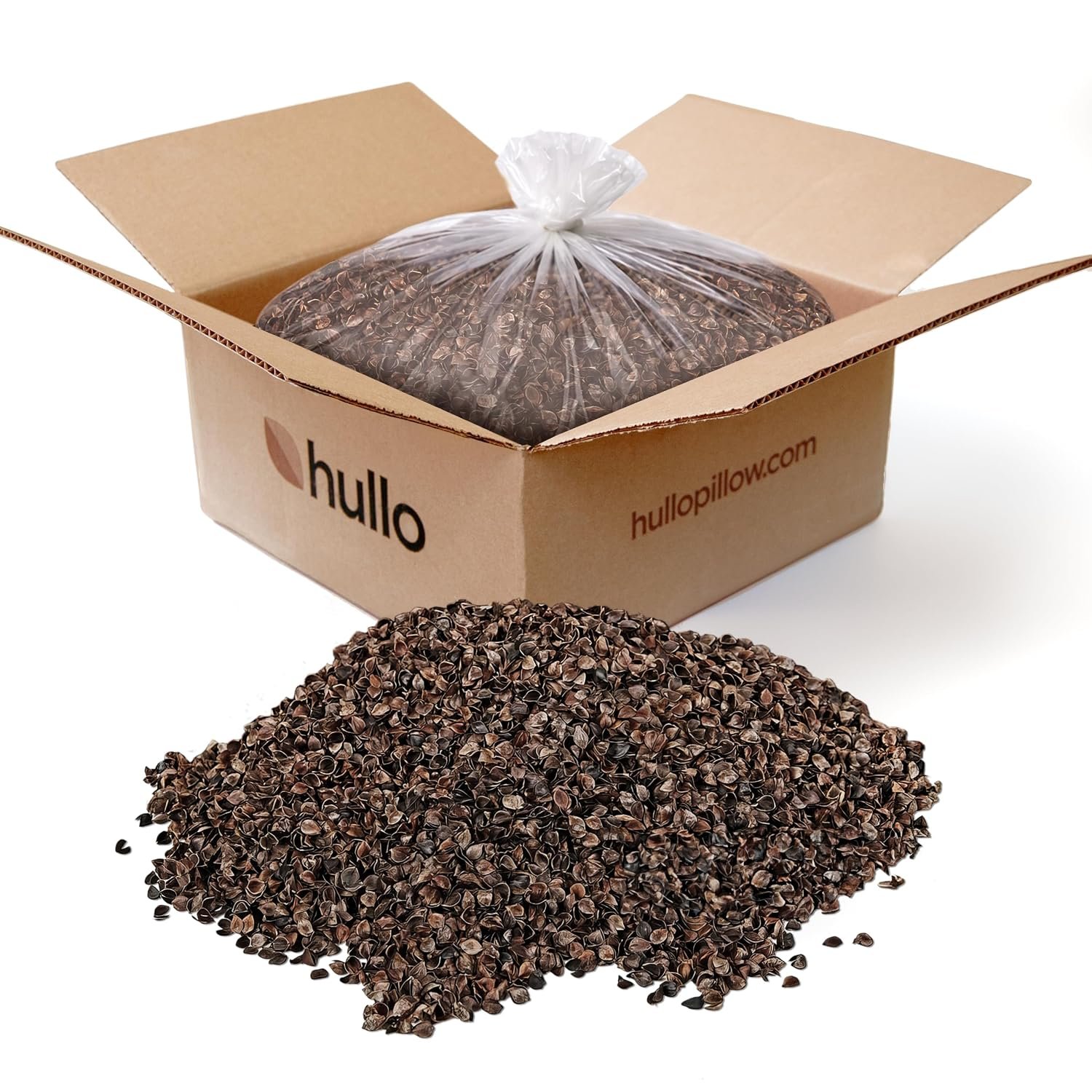 Hullo 5 lb Buckwheat Hulls for Pillows & Refill, Pillow-Grade Fill Grown & Milled in USA