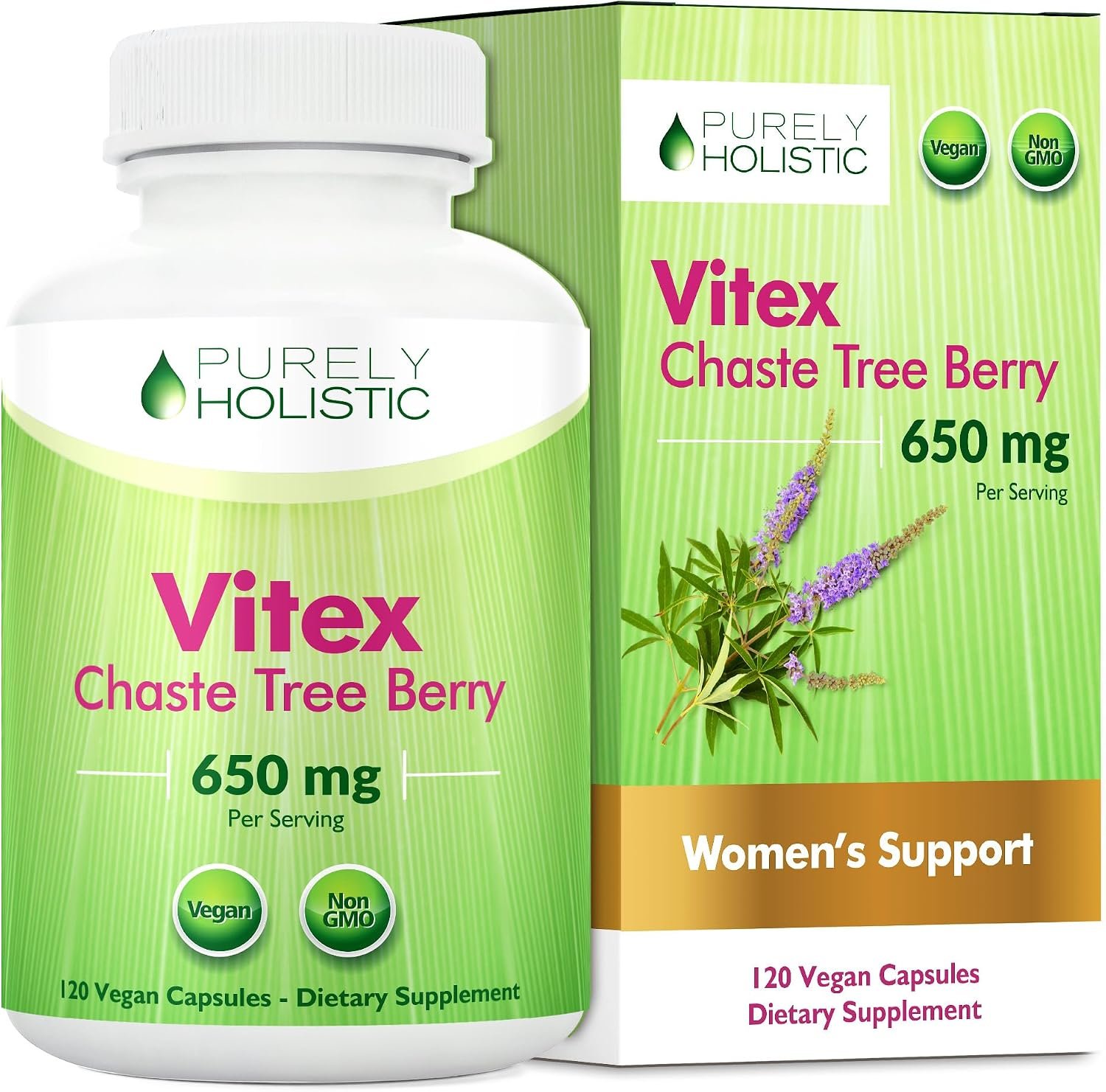 Chasteberry Vitex Supplement 650mg, Hormone Balance for Women, 120 Capsules