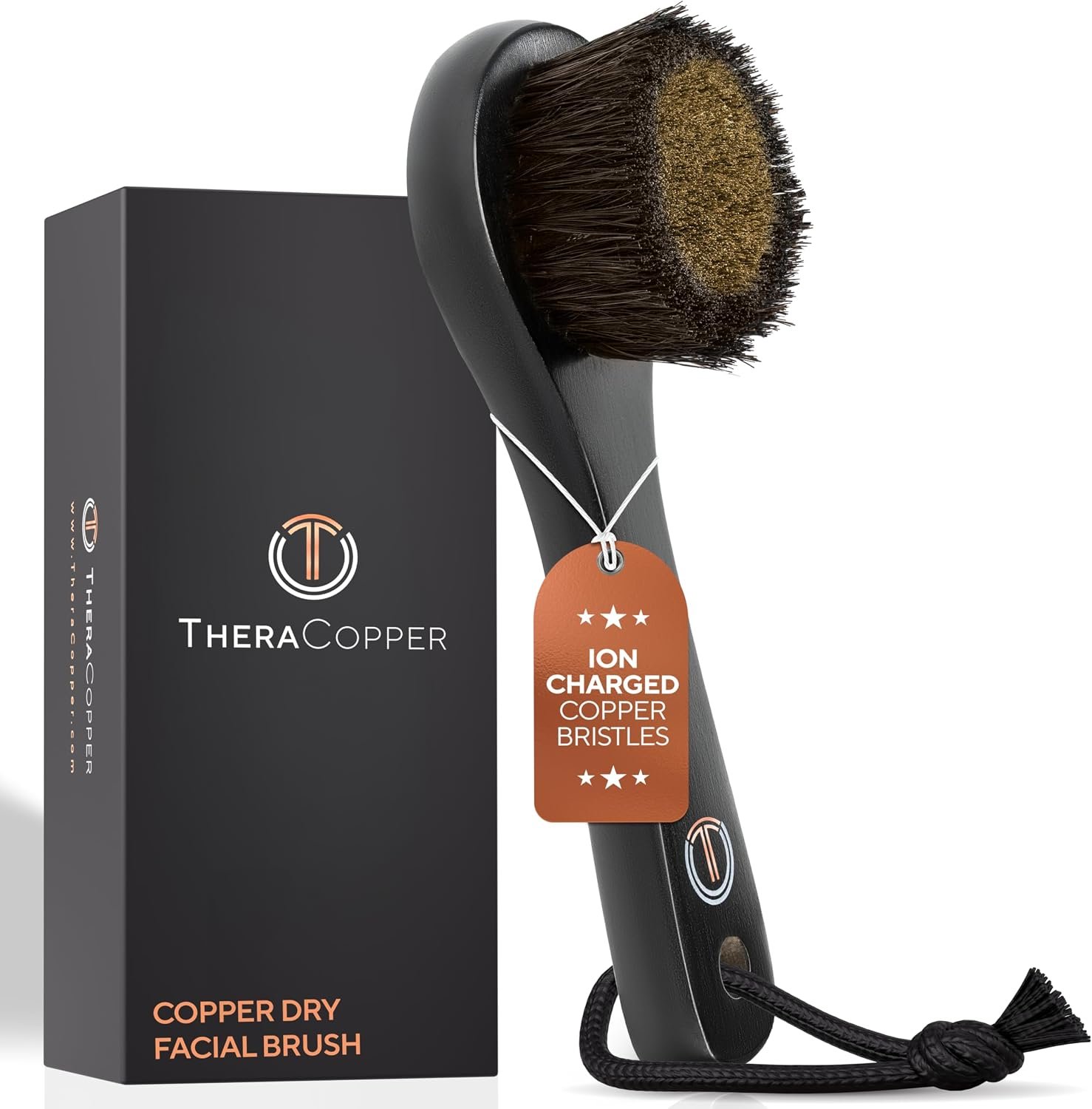 TheraCopper Copper Dry Brushing Facial Brush for Lymphatic Drainage