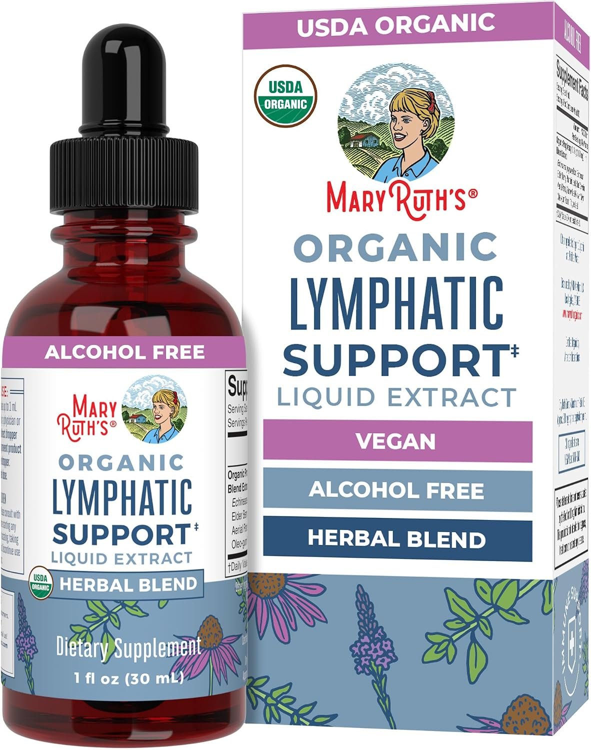 MARYRUTH’S Organic Lymphatic Support Liquid Drops, Herbal Blend, Non-GMO