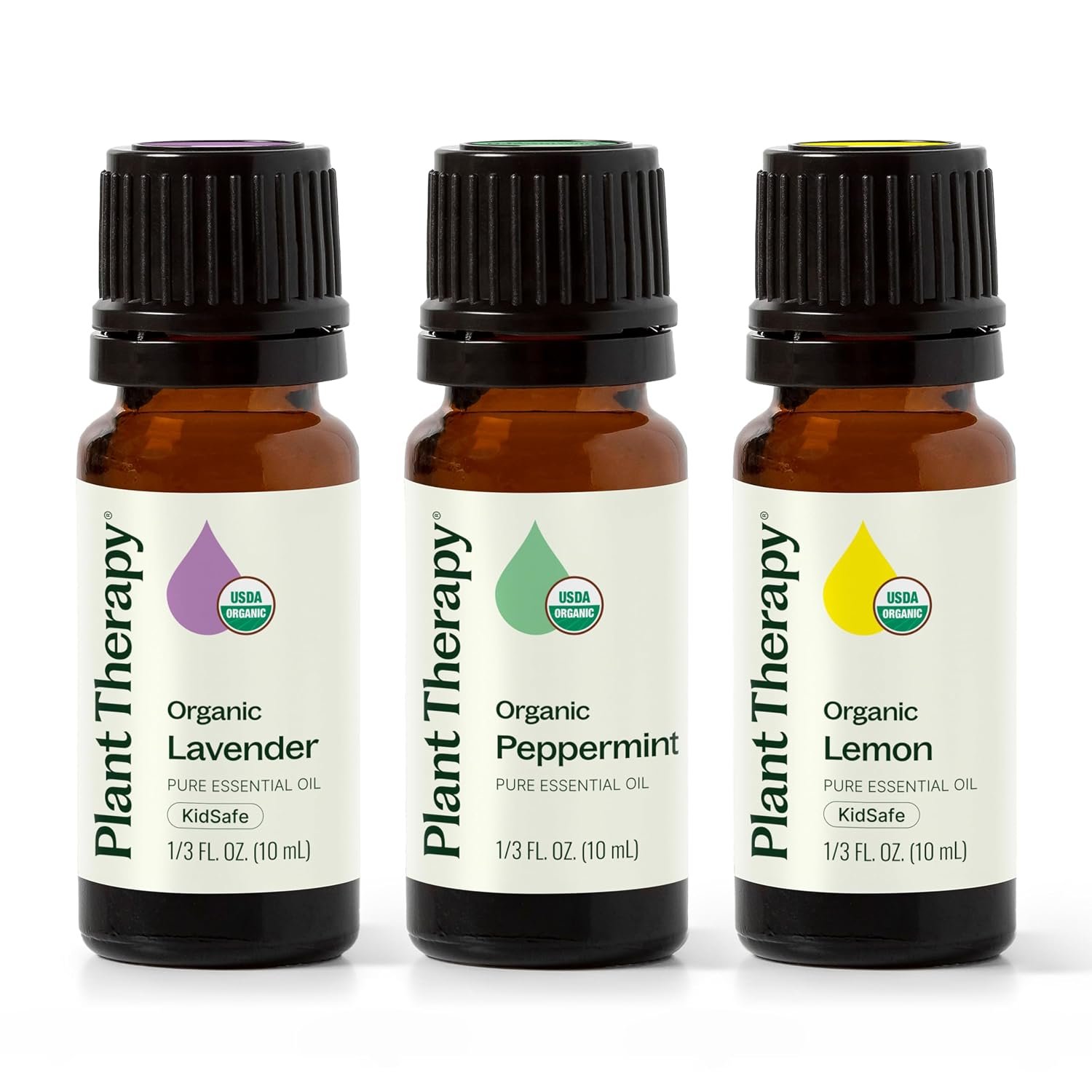 Plant Therapy Top 3 Organic Essential Oil Singles Set, Certified Organic