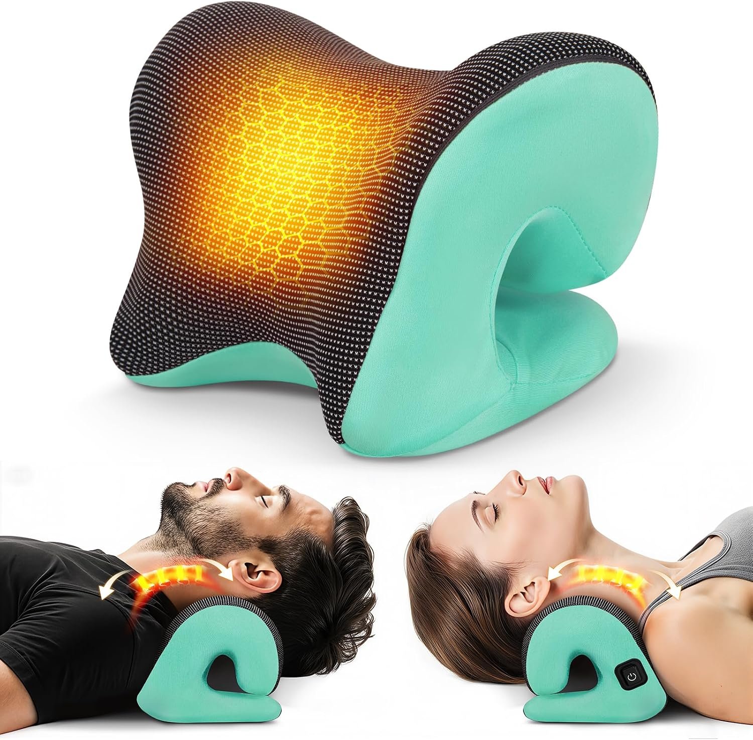 Graphene Magnetic Neck Stretcher for Deeper Pain Relief, Instant Heating Pad Cervical Traction Device Pillow, Neck Cloud for TMJ Tension Muscle Migraine, Christmas Gifts for Women, Mom, Men(Green)
