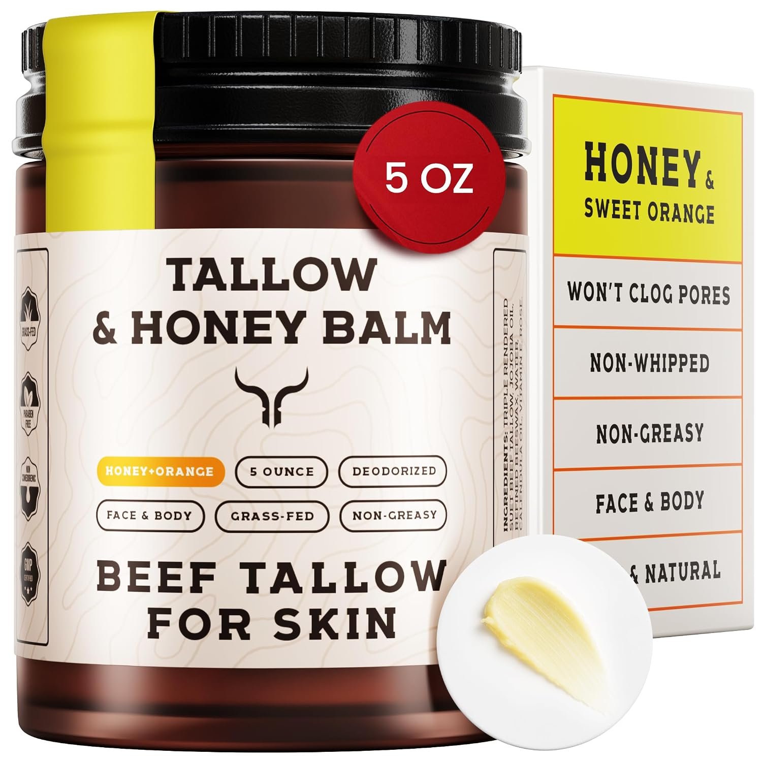 Beef Tallow for Skin – Tallow and Honey Balm For Face – Gift Ready – Tallow Face Moisturizer – Beef Tallow Moisturizer – Tallow Balm – Grass Fed Beef Tallow For Skin – Tallow Face Cream Lotion