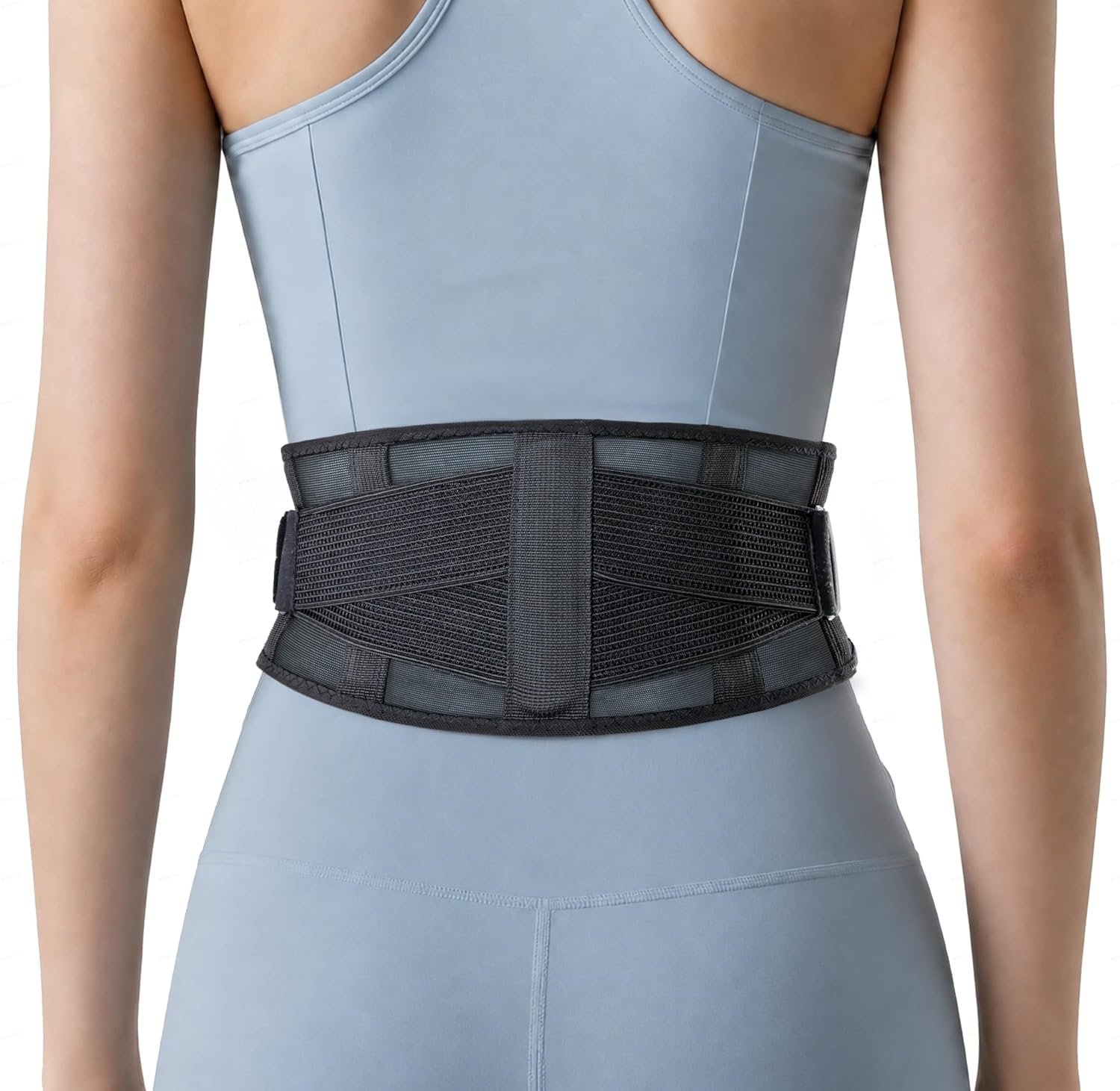 Ultra-Thin & Lightweight Back Brace for Lower Back Pain,Sciatica,Scoliosis,Slipped Disc- Breathable & Adjustable Back Brace Belt for Women and Men under clothes,Black.