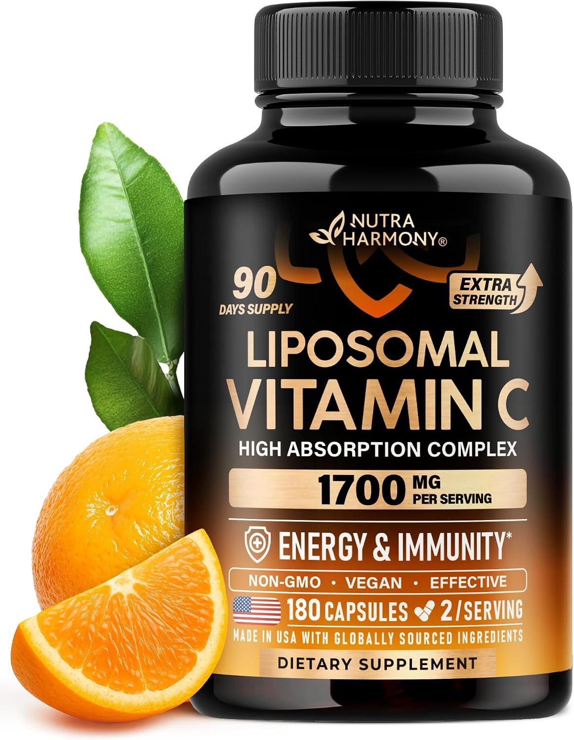 Liposomal Vitamin C 1700mg – High Absorption Vitamin C Supplement – 180Caps