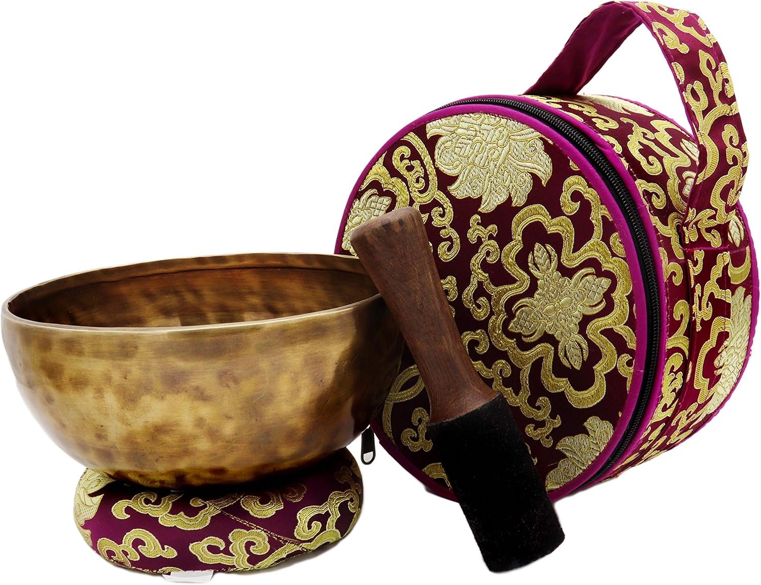 KHUSI Tibetan Singing Bowl, 8 Inch Hand Hammered Meditation Sound Bowl Set with Mallet, Cushion & Carry Case, Chakra Healing Gift for Yoga & Mindfulness