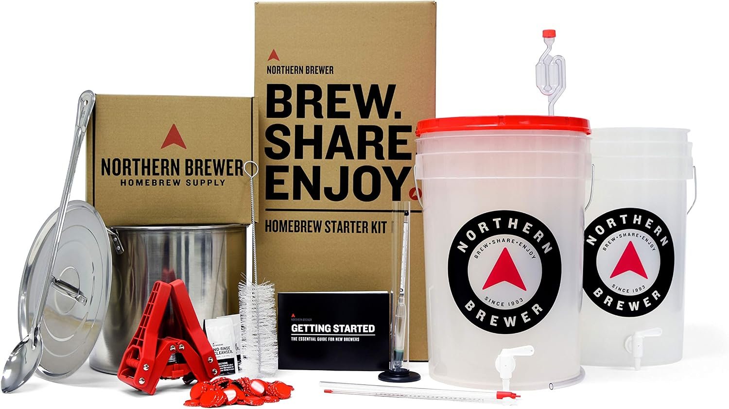 Northern Brewer – Brew. Share. Enjoy. HomeBrewing Starter Set, Equipment and Recipe for 5 Gallon Batches (Hank’s Hefeweizen)