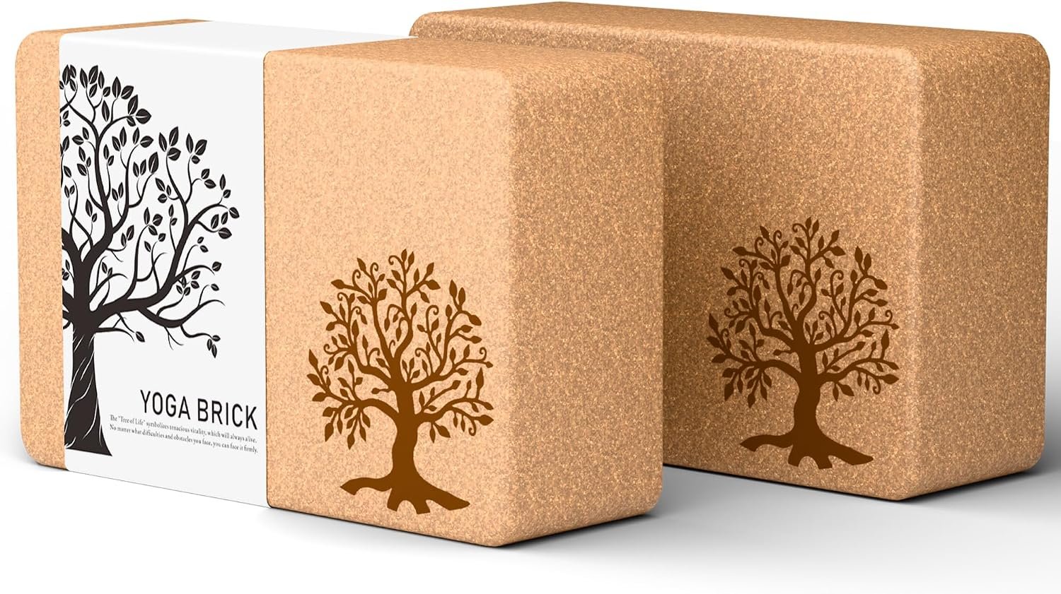 Cork Yoga Blocks 2 Pack Set, Natural High Density Non Slip Cork Yoga Bricks