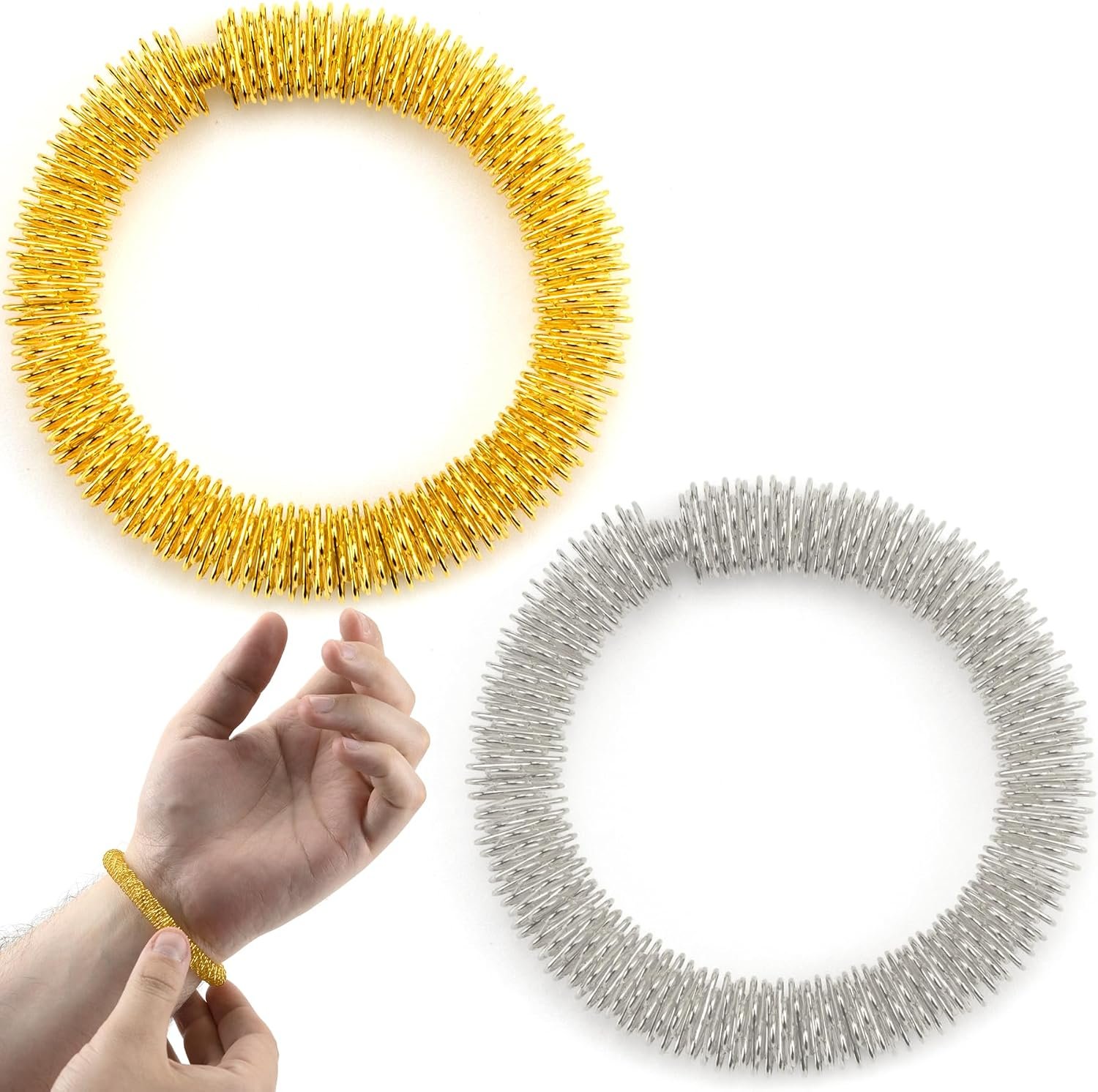 IFAMIO 2 Pack Spiky Sensory Hand Wrist Massage Ring Relaxing Tool for Acupressure Therapy Releasing Stress Massager Bracelets for Relax Hands Silent Stress Reducer and Massager