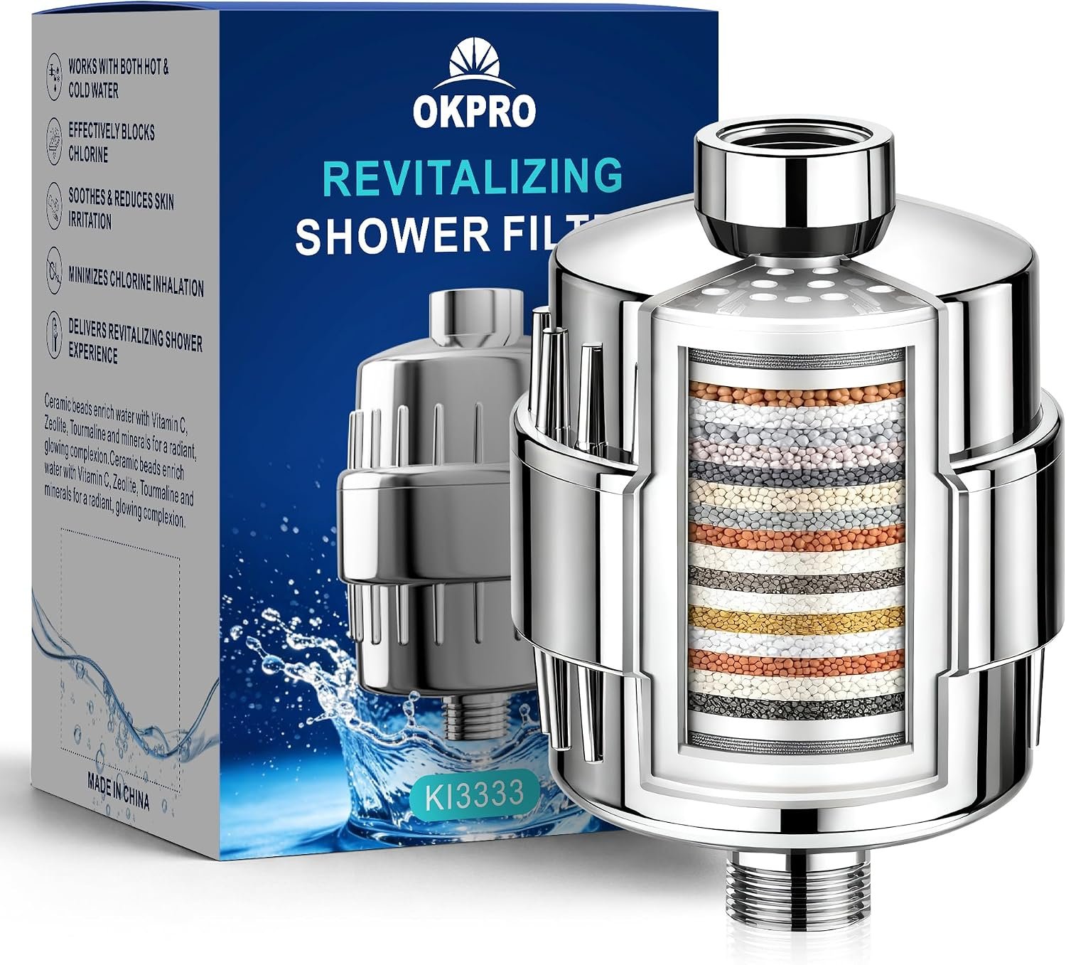 OKPRO Shower Filter for Hard Water – 20-Stage Chlorine Reduction Filter