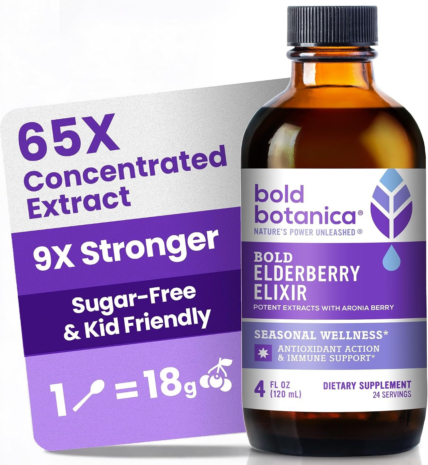 Elderberry Syrup for Kids & Adults, Sugar-Free, 65X Concentrated, 4 fl oz