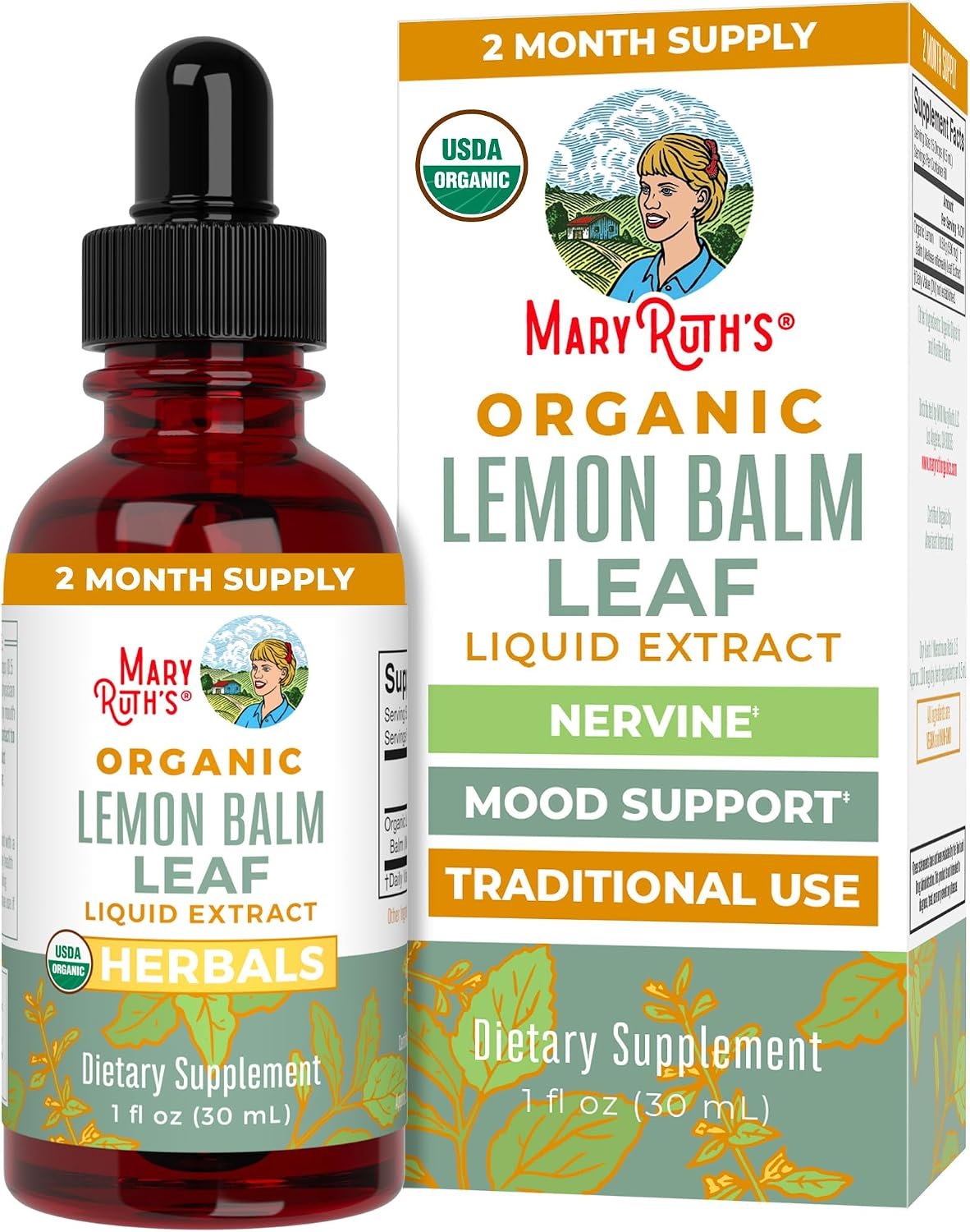 MARYRUTH’S Organic Lemon Balm Leaf Liquid Extract, Mood Support, 1 Fl Oz