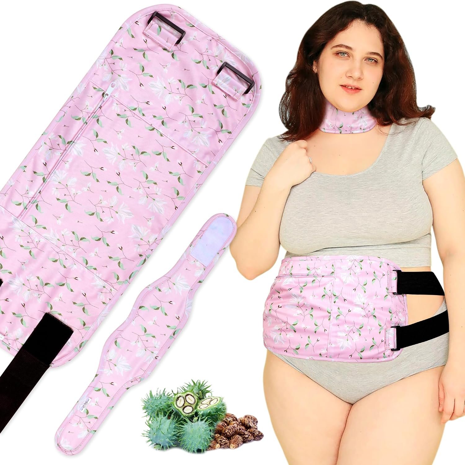 Plus Size Castor Oil Pack 2 Pcs Castor Oil Wrap Organic Cotton Reusable Kit Organic Cold Pressed Unrefined Castor Oil Compress Packs for Liver Detox