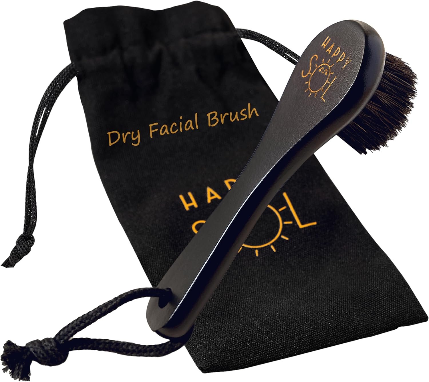 Dry Facial Brush for Lymphatic Drainage by Happy Sol – Dry Brushing Face Brush, High Quality Beechwood, Natural Face Brush that Improve Blood Circulation and Glowing Skin