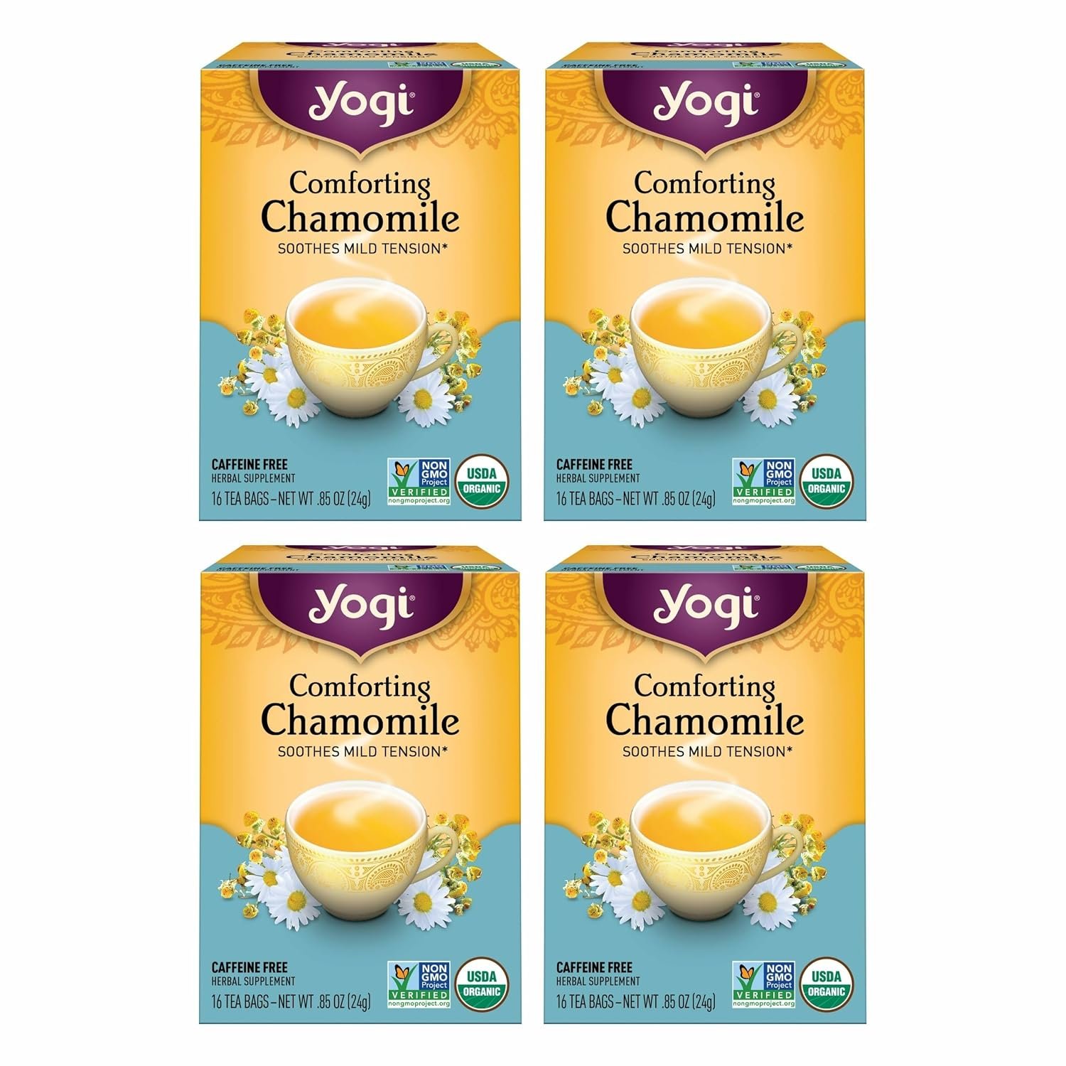 Yogi Comforting Chamomile Tea, 16 Tea Bags (4 Pack)