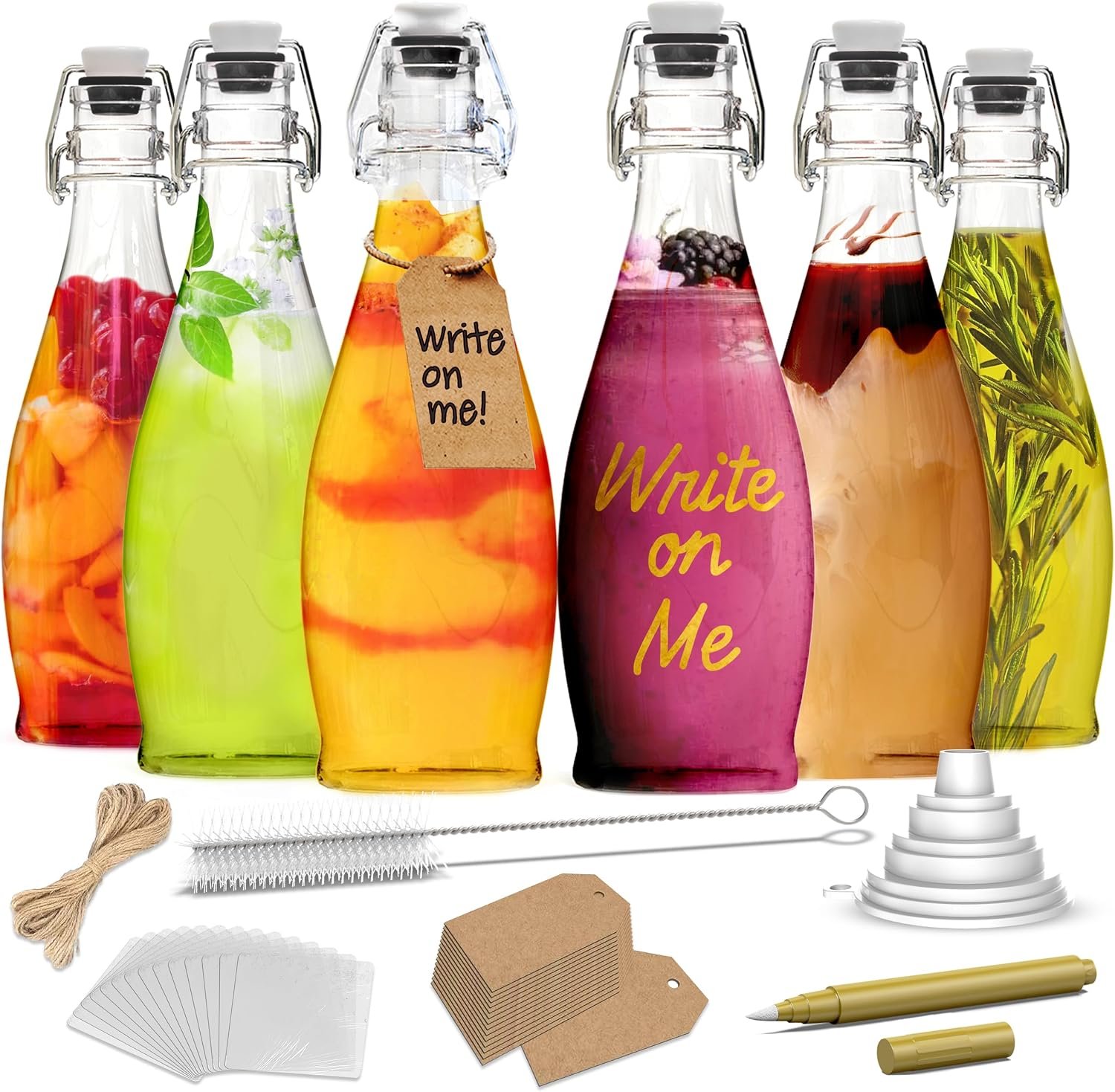 Nevlers 17 Oz Teardrop Swing Top Glass Bottles with Airtight Lid 6 Pack