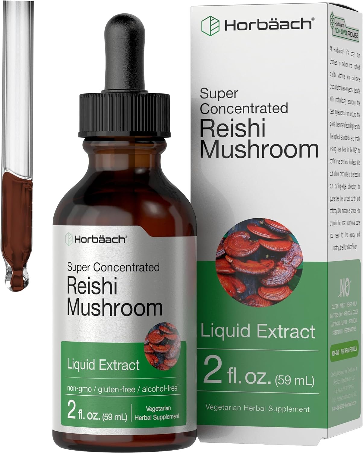 Horbäach Reishi Mushroom Extract Tincture | 2 Fl Oz | Liquid Drops
