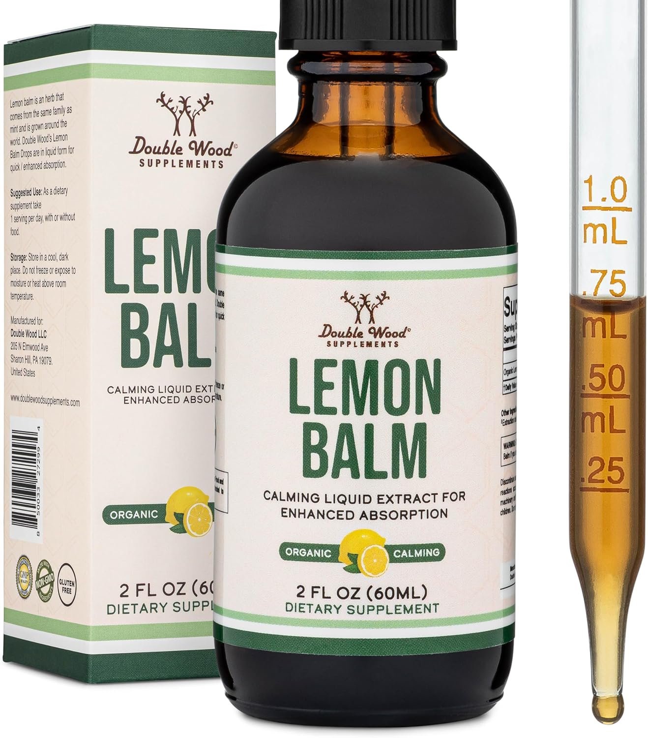 Lemon Balm Liquid Drops 590mg, Calm, Sleep + Digestion, 120 Servings
