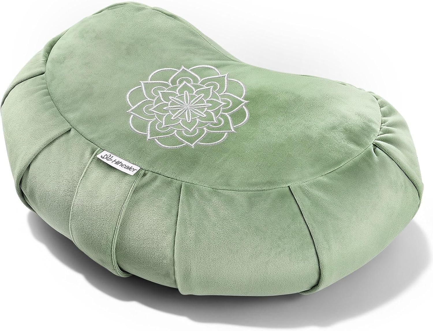 Hihealer Premium Crescent Meditation Cushion, Buckwheat Yoga Bolster Pillow