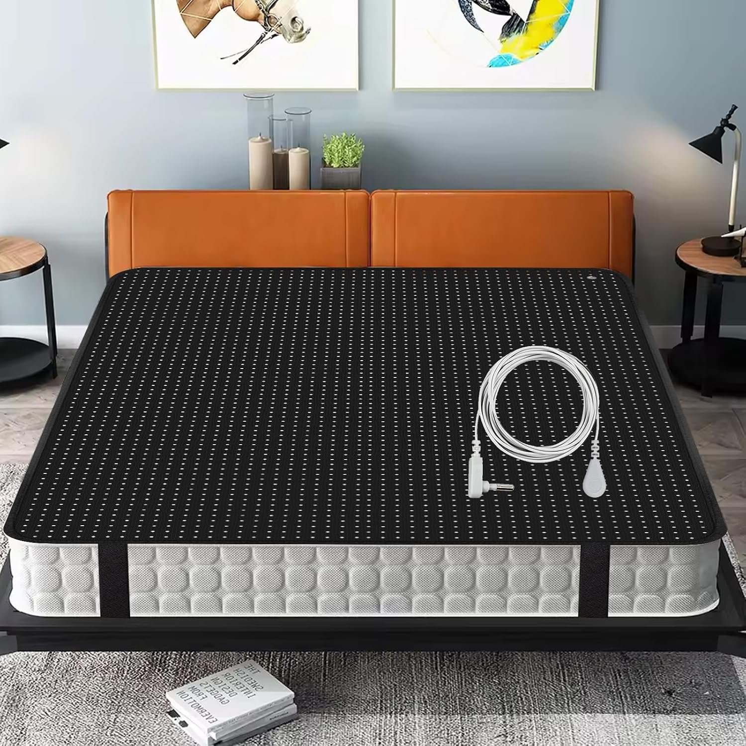 Grounding Mat, Grounding Mat for Bed,Grounding Bed Mat with Grounding Cord, Earth Pad Grounding Mat, Grounding Pad for Improving Sleep（53.8×77.9 Inch）