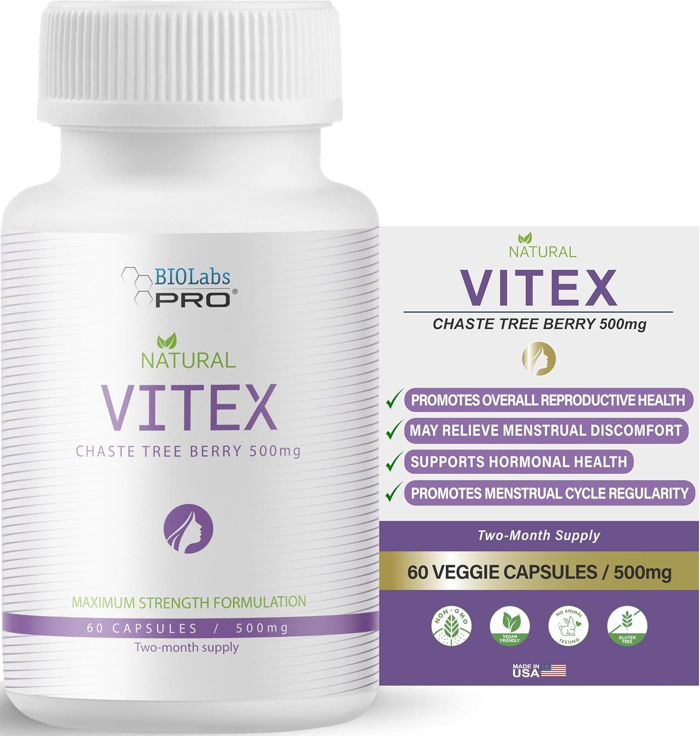 BIOLABS PRO Natural Vitex Chasteberry Supplement, Pure Chaste Berry Extract