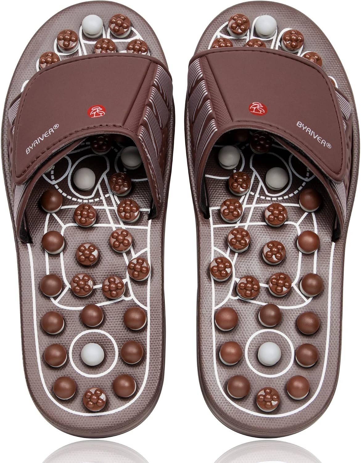 BYRIVER Acupressure Foot Massage Mat, Reflexology Tools, Spiky Ball Roller Therapy Sandals Shoes Slippers, Relief Muscle Fatigue, Sciatica, Heel, Lower Back Pain (03L)