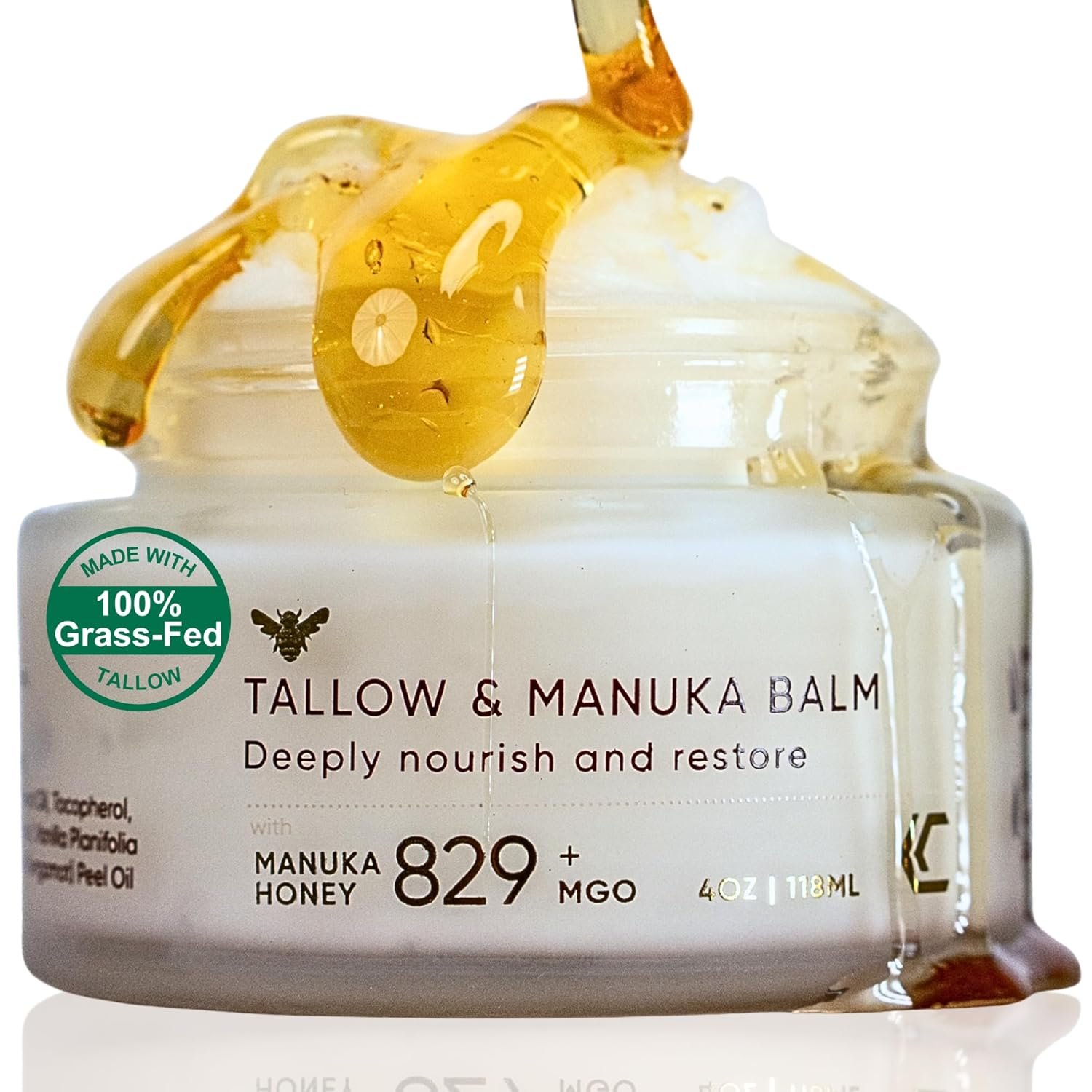 Beef Tallow for Skin, Tallow and Honey Balm with Manuka for Face and Body