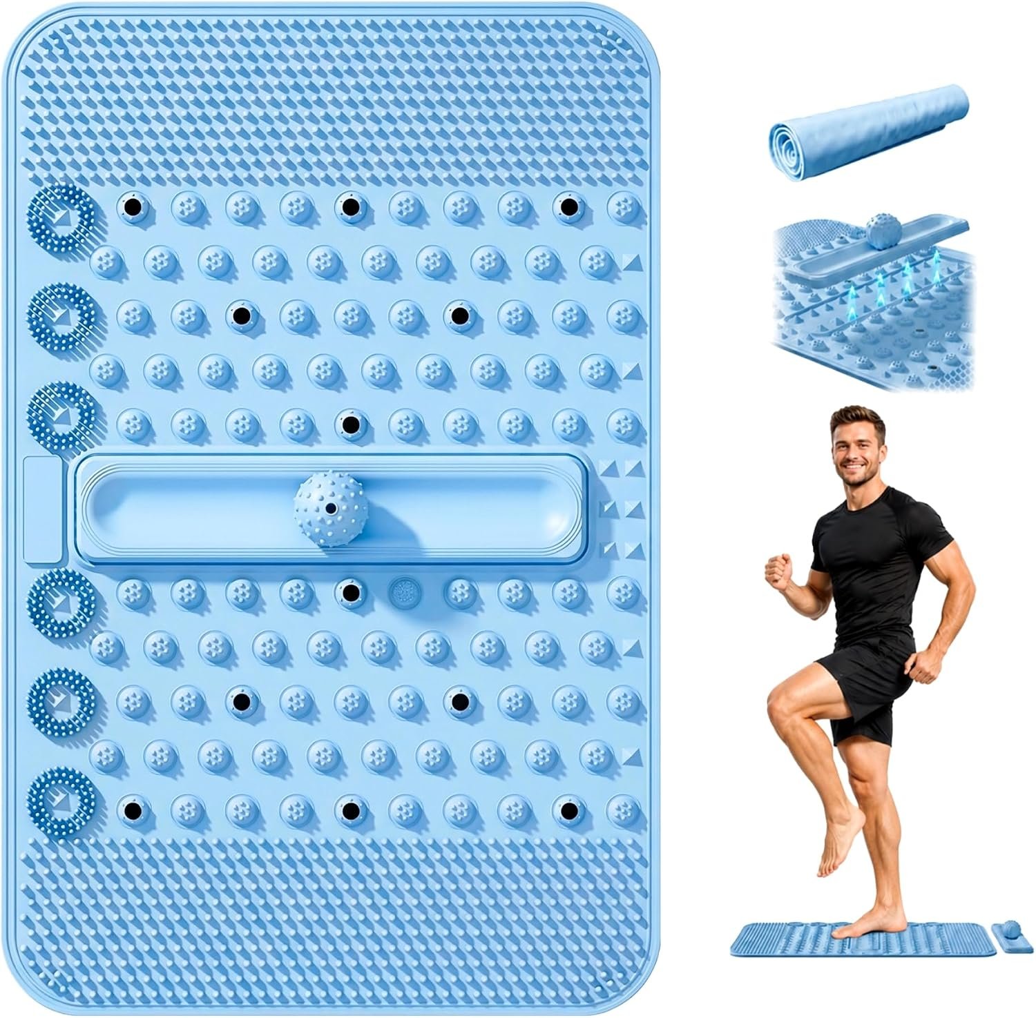 Soft TPR Extra Large Acupressure Foot Massage Mat With Removable Ball