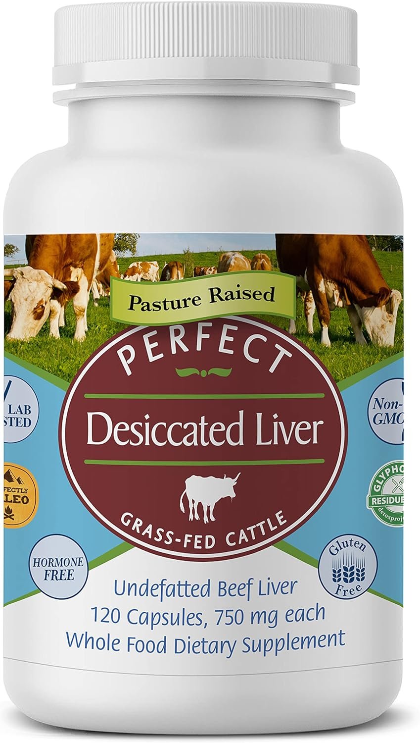Perfect Supplements – Perfect Desiccated Liver – 120 Capsules – Undefatted Beef Liver – Natural Source of Protein, Iron, Vitamins A & B
