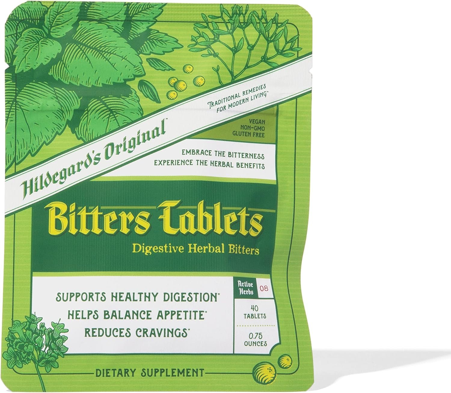 Hildegard’s Original Digestive Bitters Tablets (40ct) — Bitter Herbs for Digestion with Gentian Root, Ginger & Artichoke | Gut Health Support | Organic Herbal Bitters Supplement