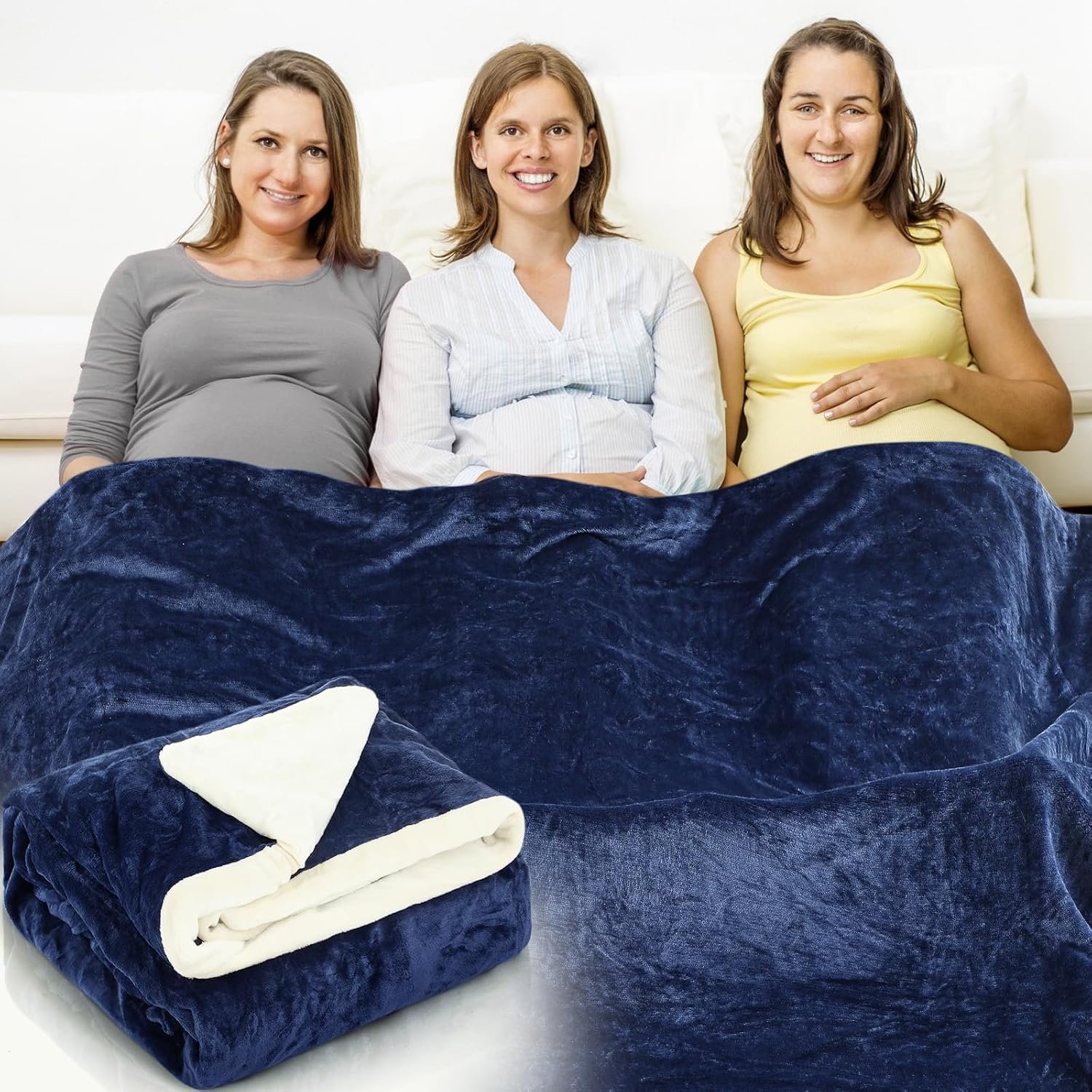 Preboun 86 X 86 Inch Faraday Blanket EMF Protection Flannel Dark Blue