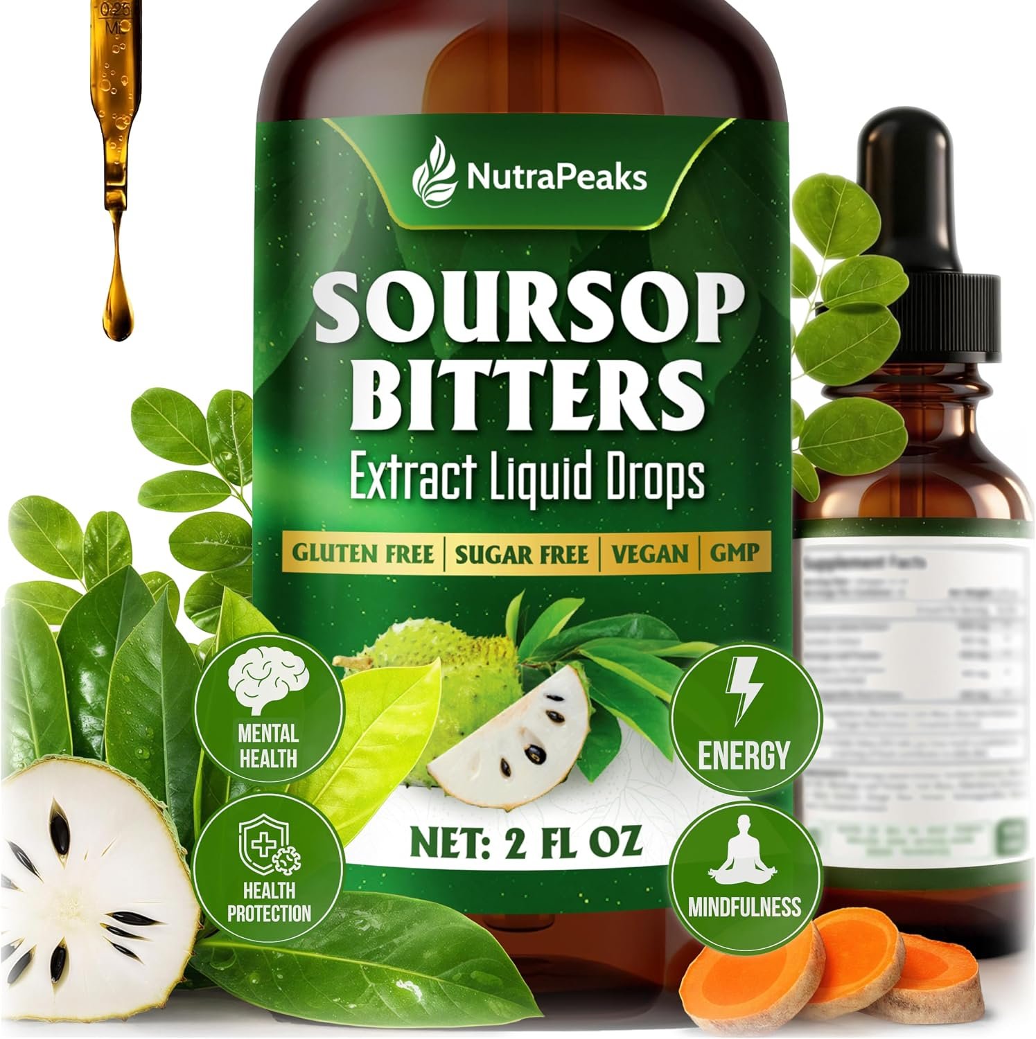 Soursop Bitters Liquid Drops – Ashwagandha & Black Seed, 2 fl oz