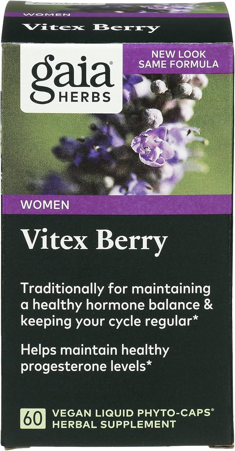 Gaia Herbs Vitex Berry, Chasteberry, Hormone Balance for Women, Vegan Liquid Capsules, 60 Count