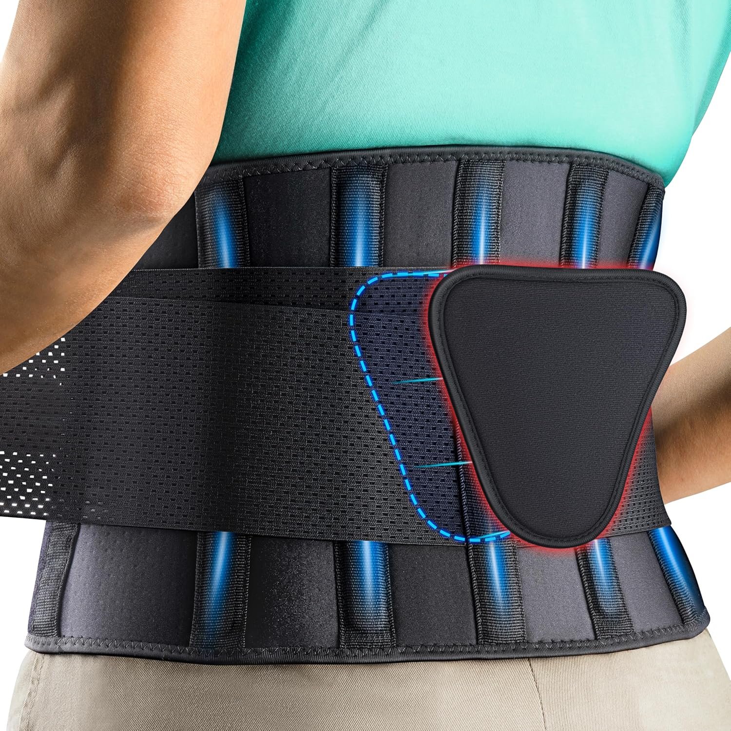 FEATOL Back Brace for Women & Men Lower Back, Lumbar Support Belt-Back Pain