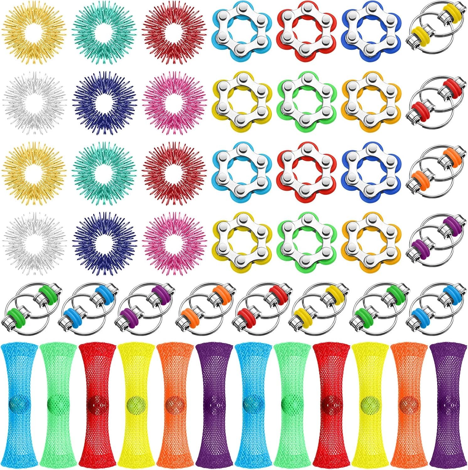 Jexine 48 Pcs Fidget Stress Relief Sensory Bike Chain Fidget Toy for Adult